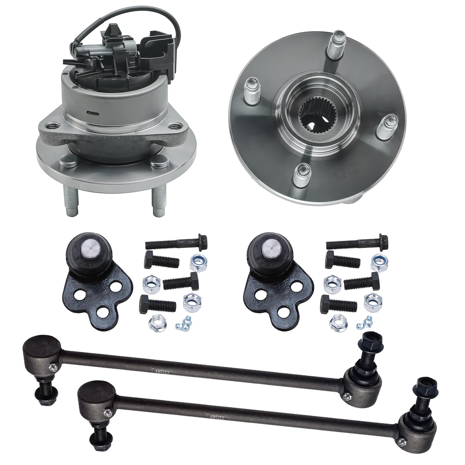 6pc Front Wheel Hub and Bearings Sway Bar Links Lower Ball Joints Suspension Kit