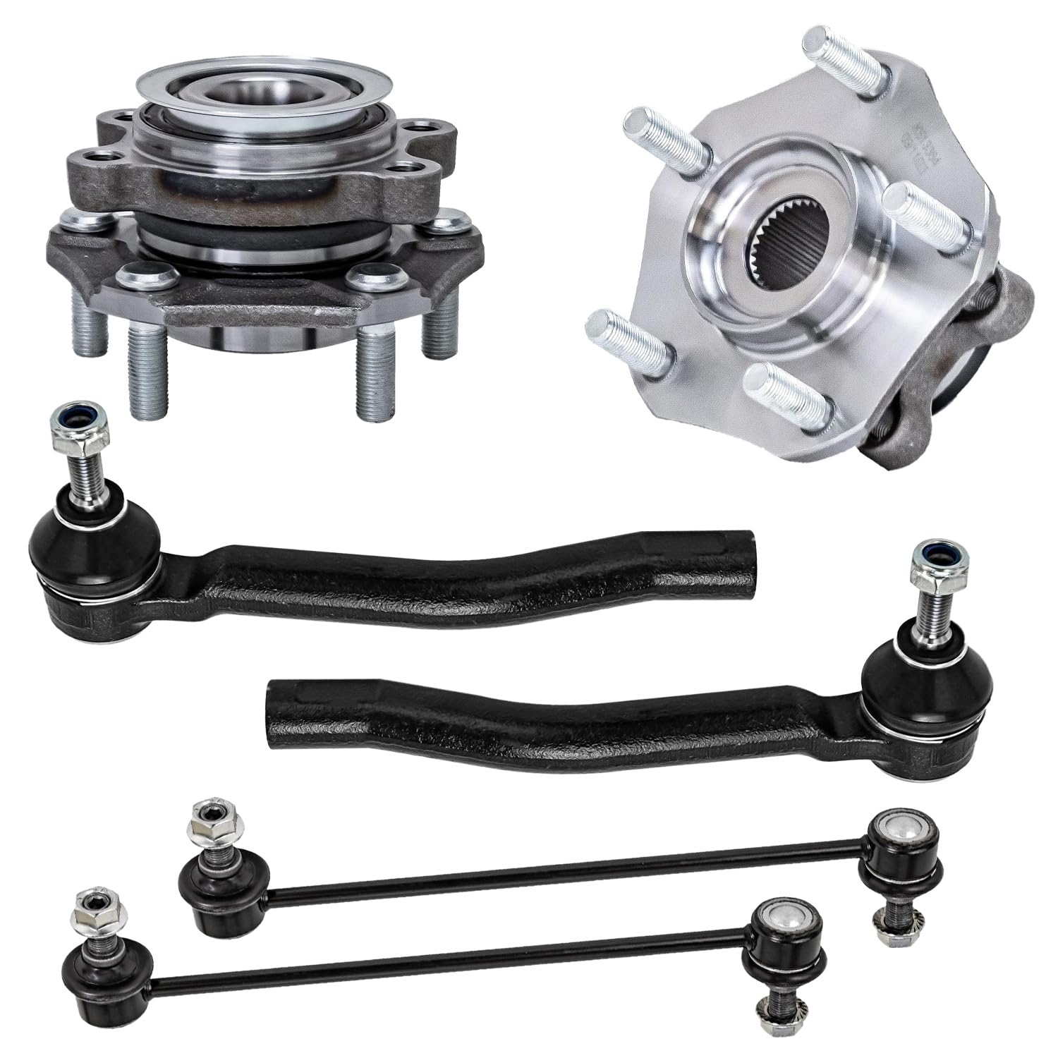 6pc Front Wheel Hub and Bearings Outer Tie Rods Sway Bar Links Suspension Kit