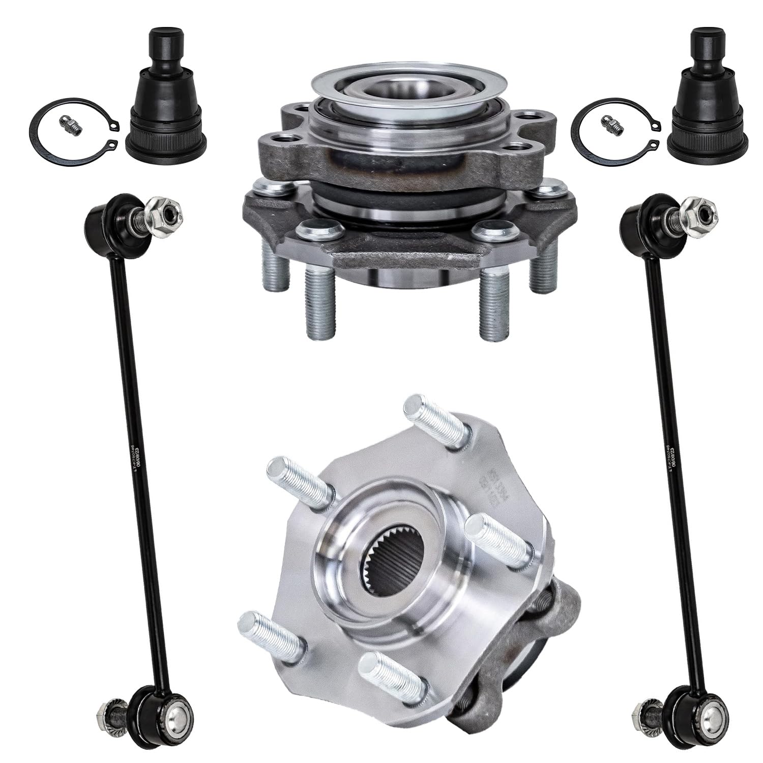6pc Front Wheel Hub and Bearings Sway Bar Links Lower Ball Joints Suspension Kit