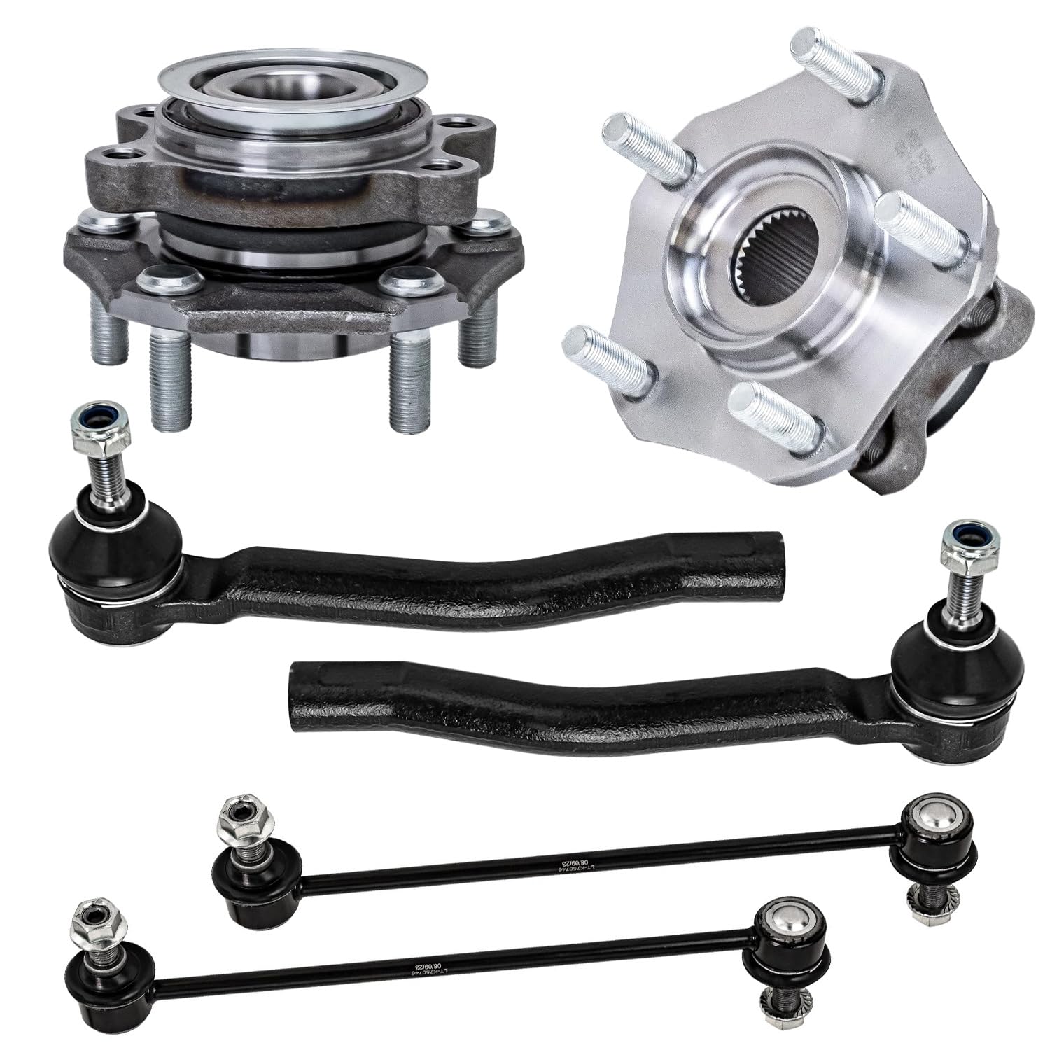 6pc Front Wheel Hub and Bearings Outer Tie Rods Sway Bar Links Suspension Kit