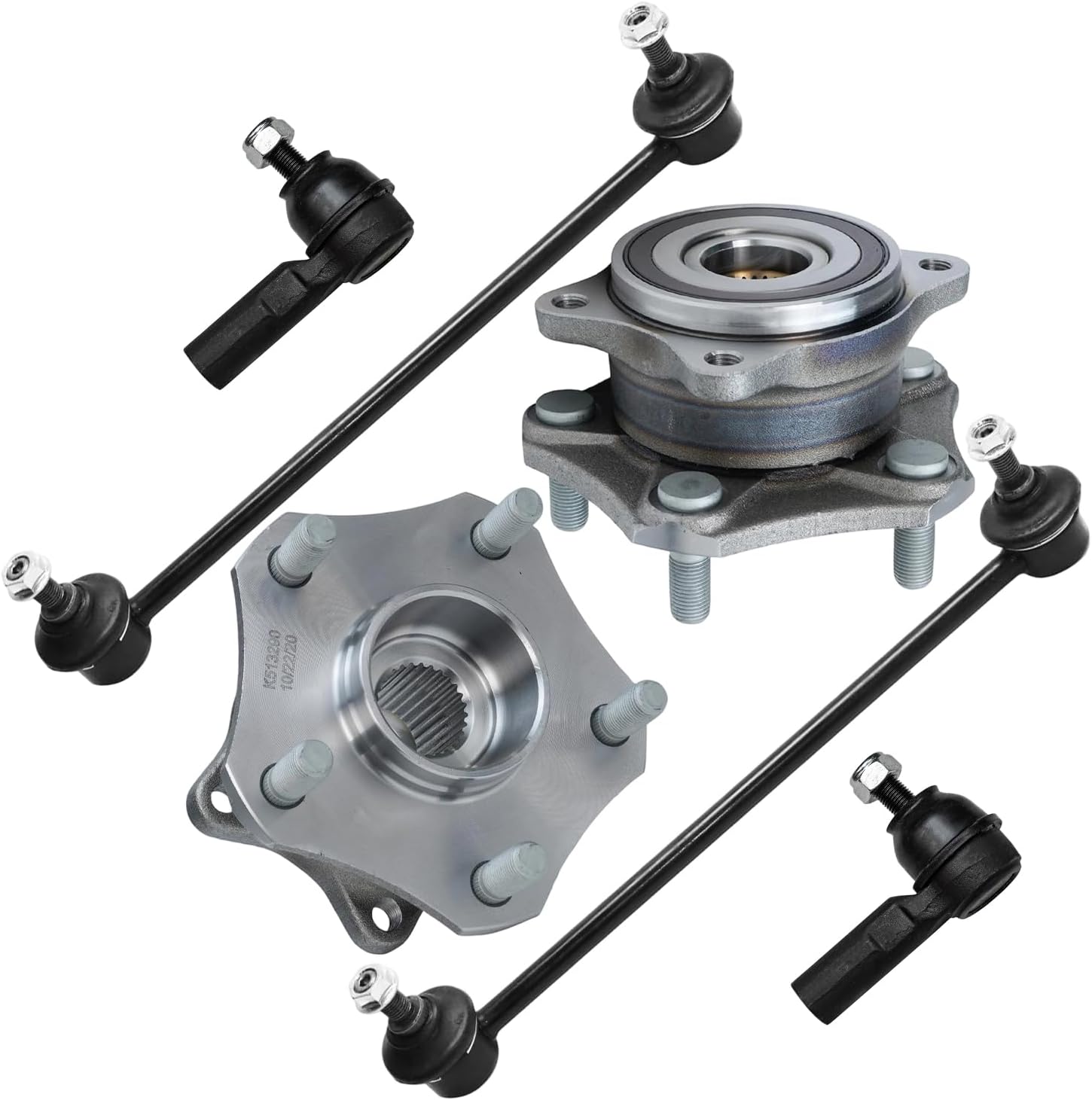 6pc Front Wheel Hub and Bearings Sway Bar Links Outer Tie Rods Suspension Kit