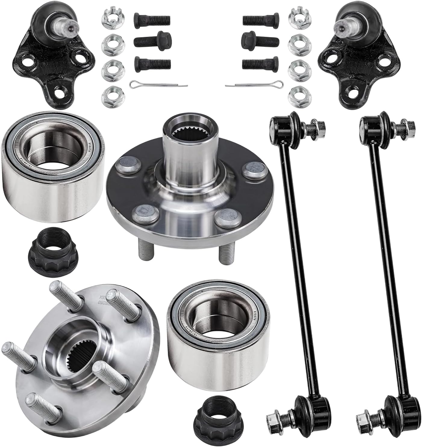 6pc Front Wheel Hub and Bearings Sway Bar Links Lower Ball Joints Suspension Kit
