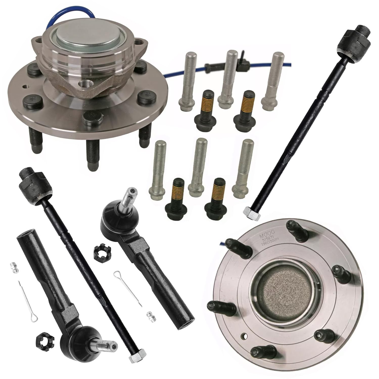 Detroit Axle - RWD Front Wheel Hub Bearings Tie Rods for Silverado Sierra 1500