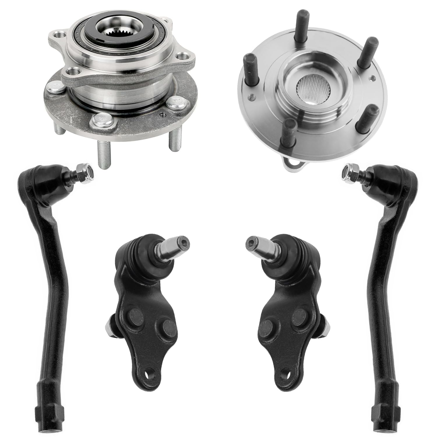 6pc Front Wheel Hub and Bearings Outer Tie Rods Lower Ball Joints Suspension Kit