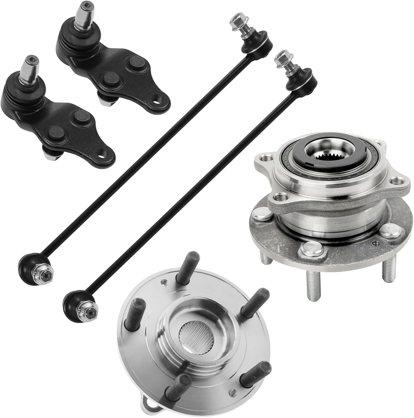 6pc Front Wheel Hub and Bearings Sway Bar Links Lower Ball Joints Suspension Kit