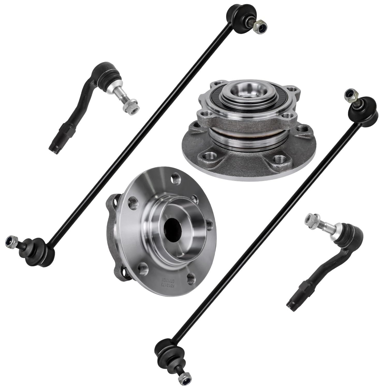 6pc Front Wheel Hub and Bearings Sway Bar Links Outer Tie Rods Suspension Kit