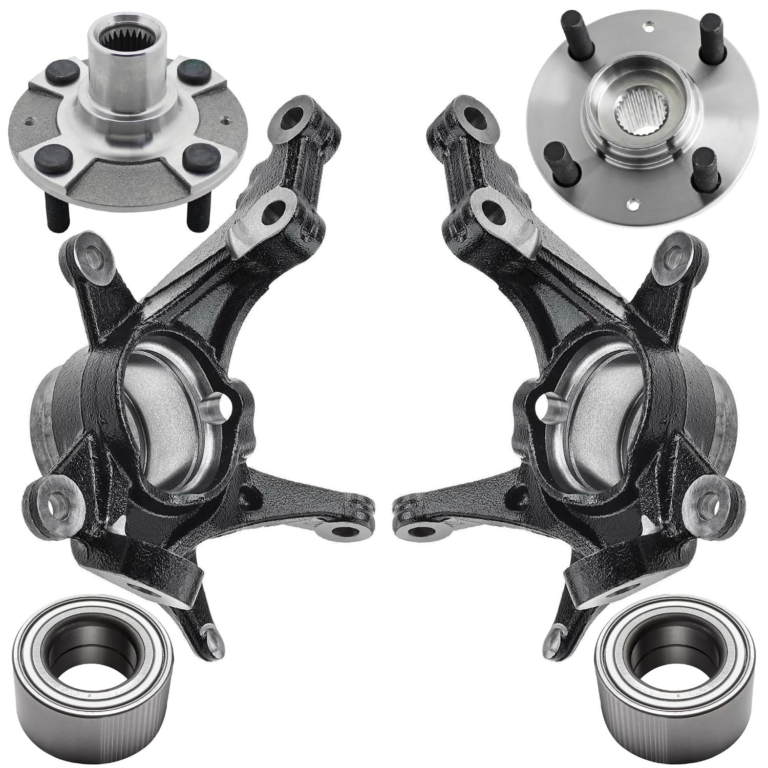 6pc Front Steering Knuckles Wheel Hub and Bearings Kit