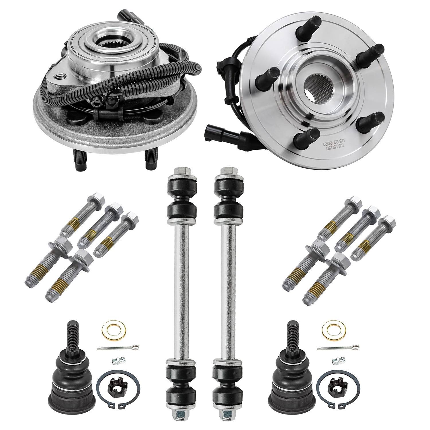 6pc Front Wheel Hub and Bearings Sway Bar Links Ball Joints Suspension Kit