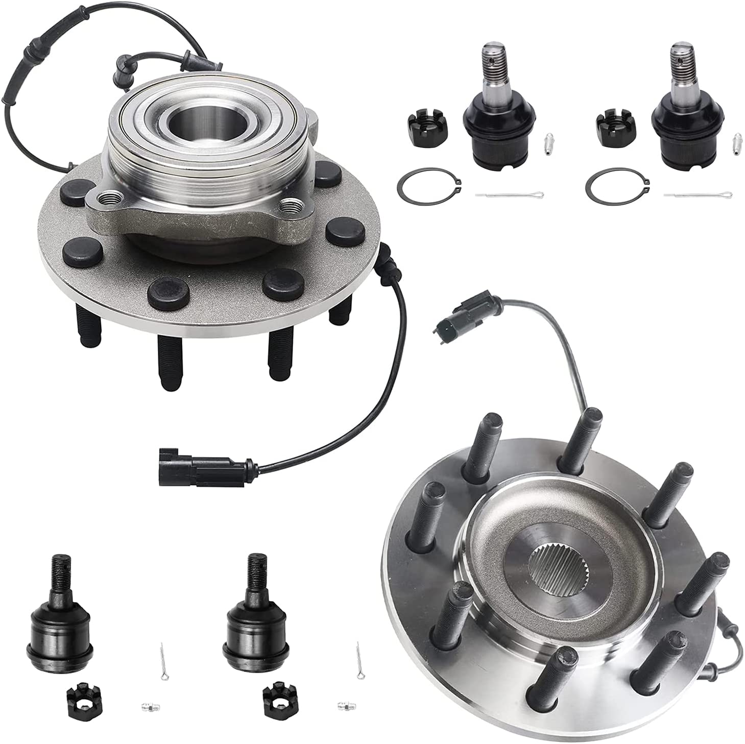 Detroit Axle 6pc Front Wheel Bearing & Ball Joint Kit – For Chevy Colorado / GMC Canyon 2WD (2004-2008)