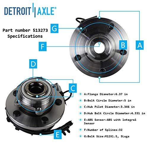 Detroit Axle - Front Wheel Hub and Bearings for Chrysler Town  Country Routan — image 7