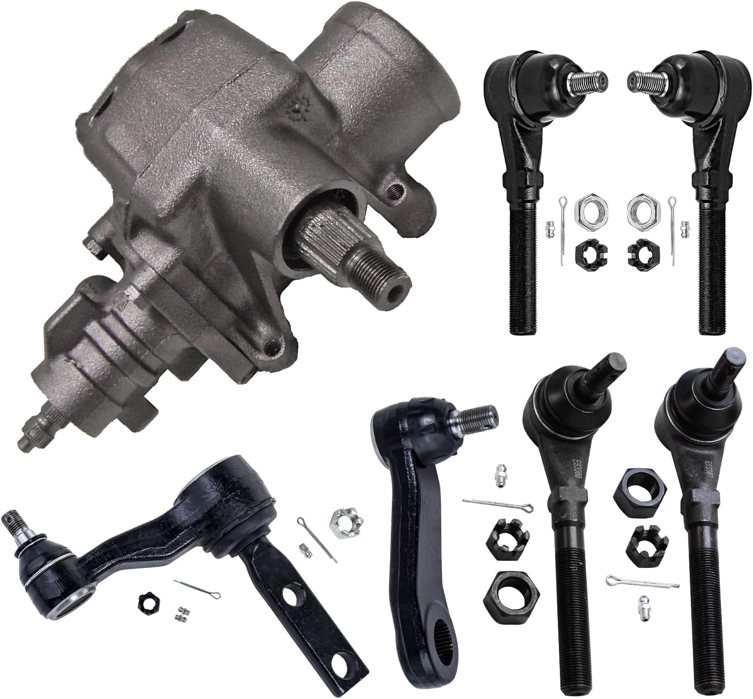 7pc Gear Box Pitman & Idler Arms Inner Outer Tie Rods Suspension Kit