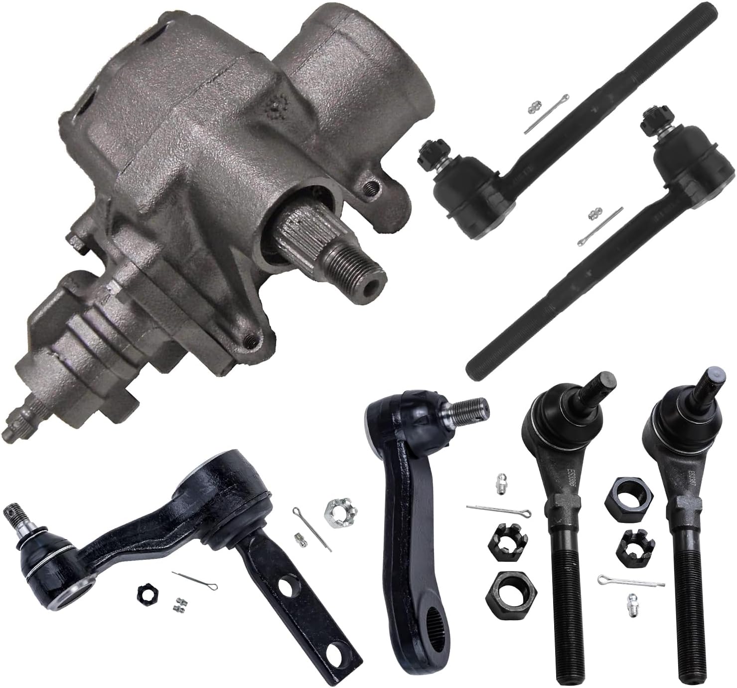 7pc Gear Box Pitman & Idler Arms Inner Outer Tie Rods Suspension Kit