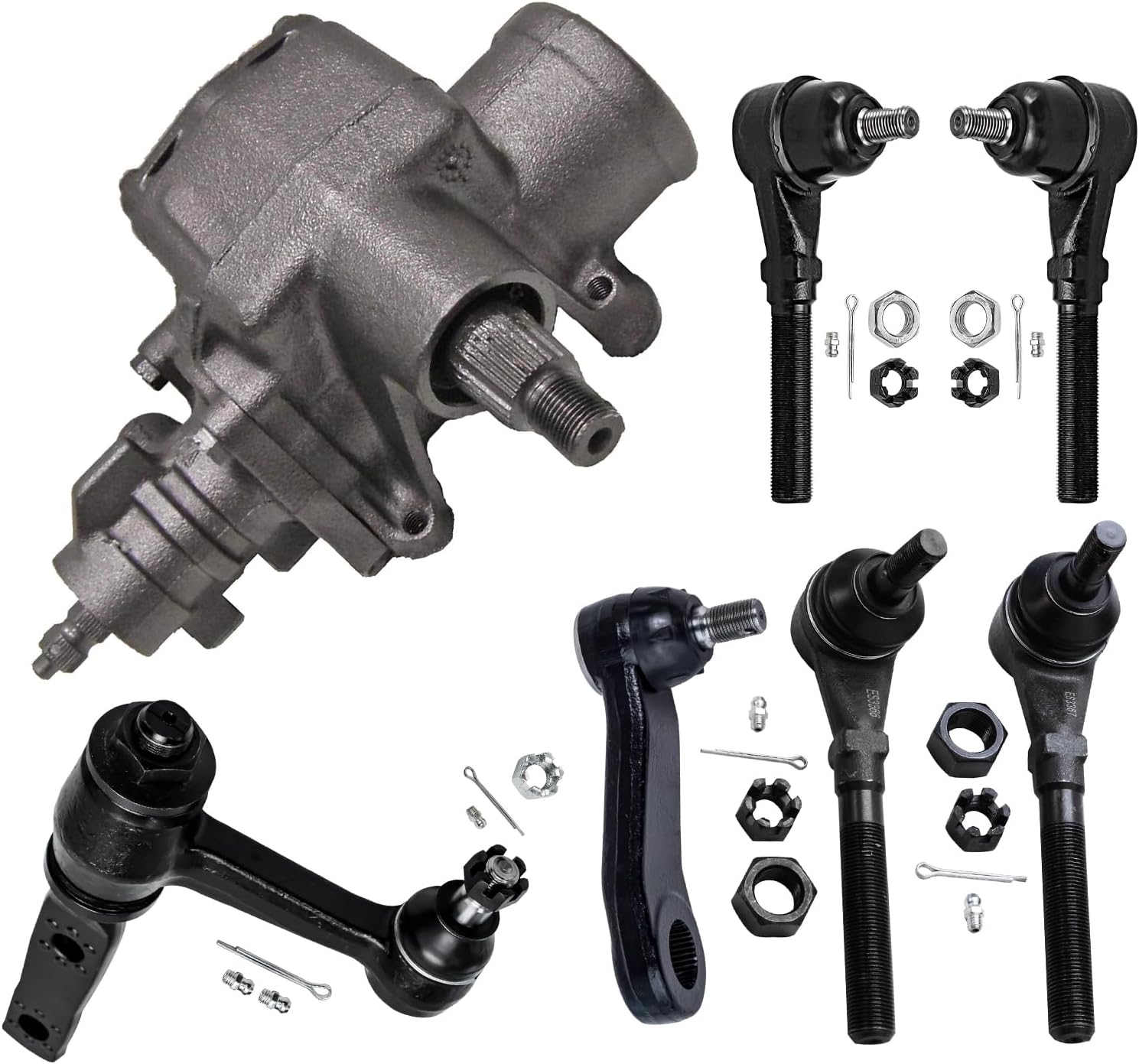 7pc Gear Box Pitman & Idler Arms Inner Outer Tie Rods Suspension Kit