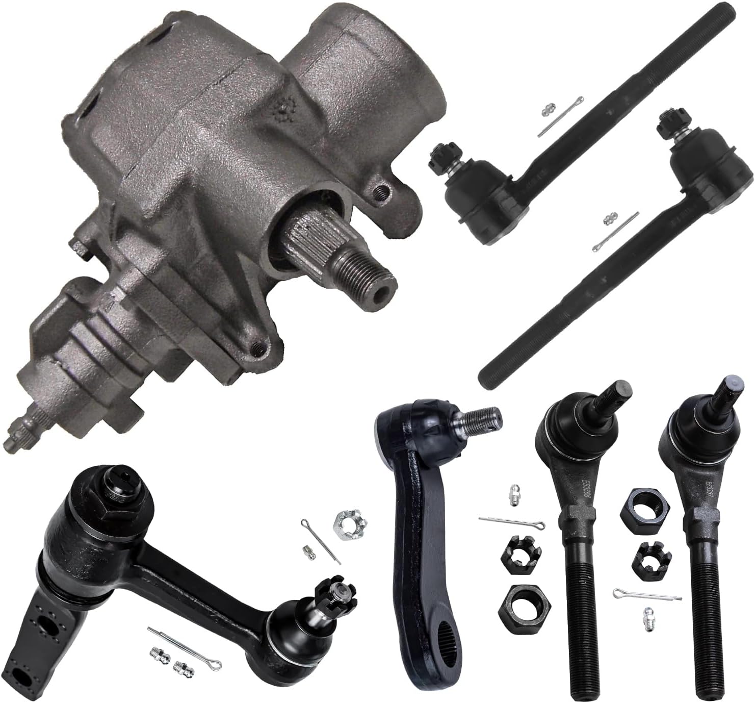 7pc Gear Box Pitman & Idler Arms Inner Outer Tie Rods Suspension Kit