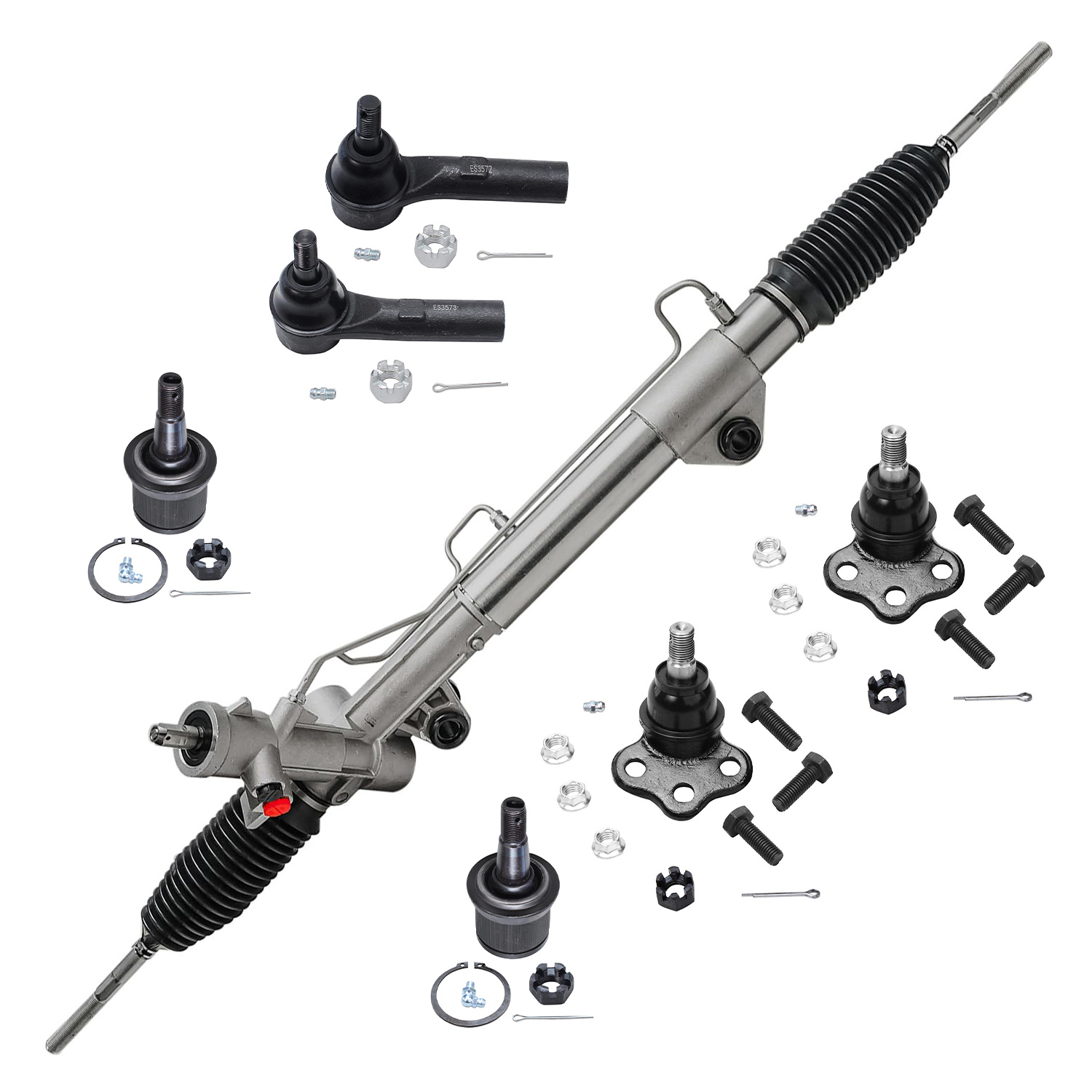7pc Power Steering Rack and Pinion Outer Tie Rods Suspension Kit