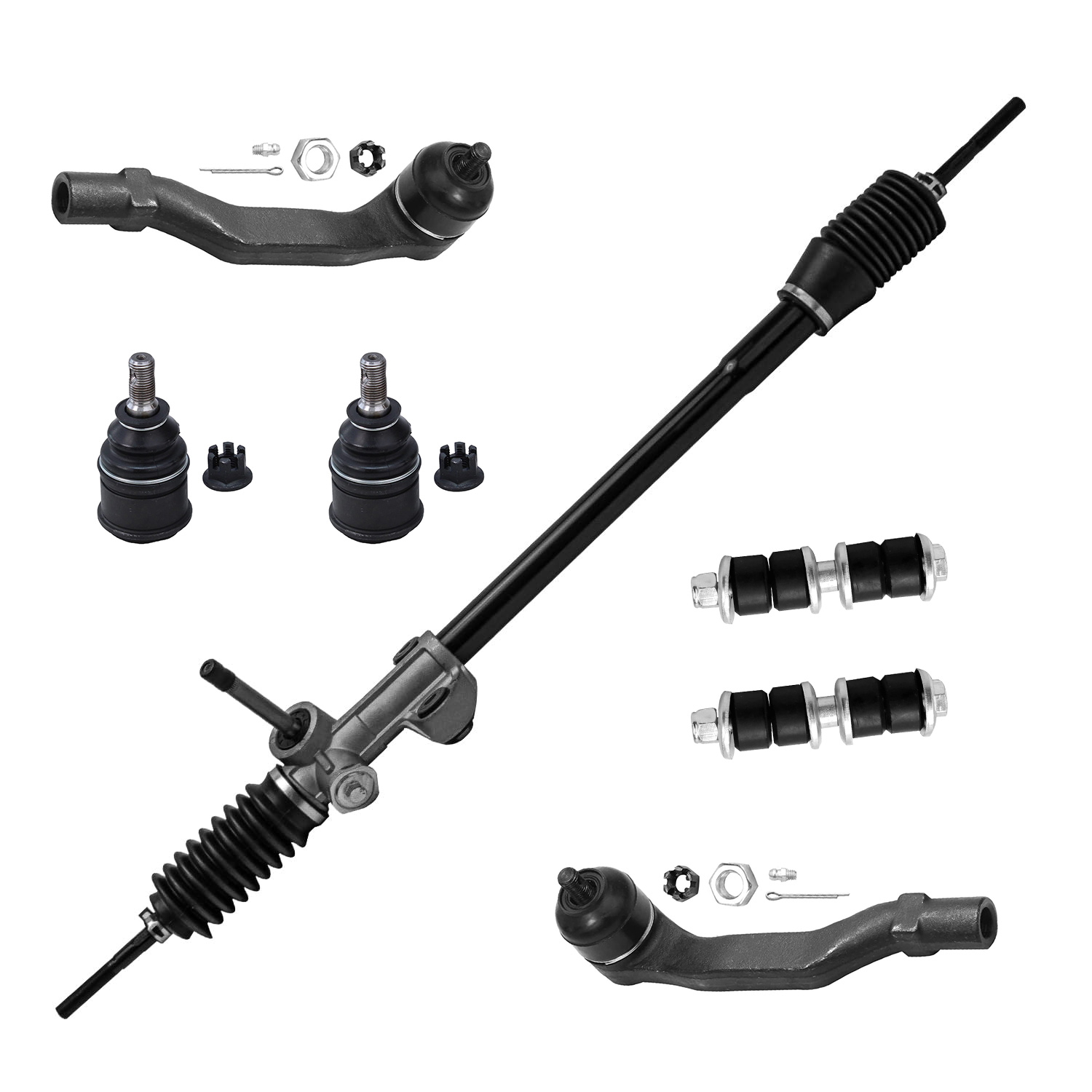 7pc Steering Rack and Pinion Sway Bar Links Suspension Kit