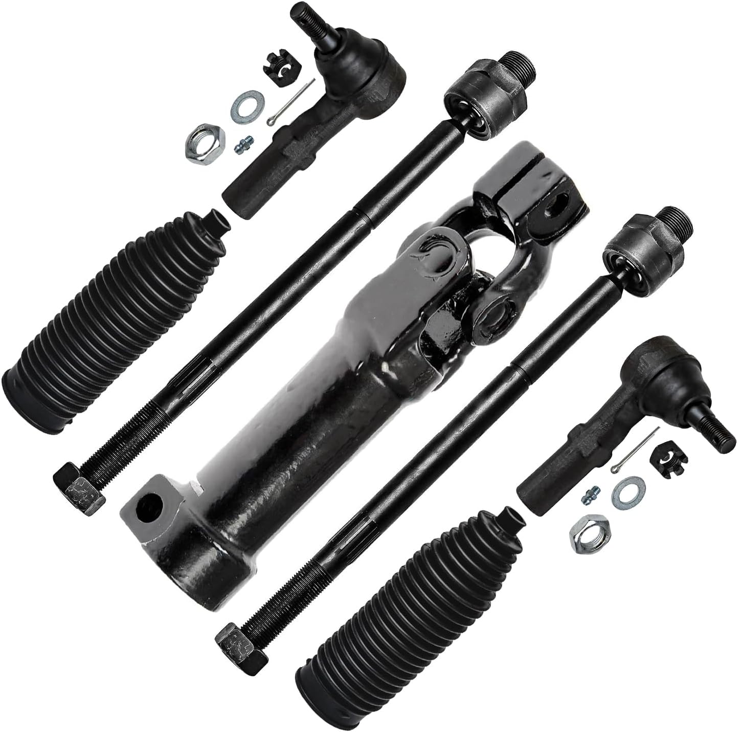 7pc Lower Intermediate Steering Shaft Inner Outer Tie Rods Suspension Kit