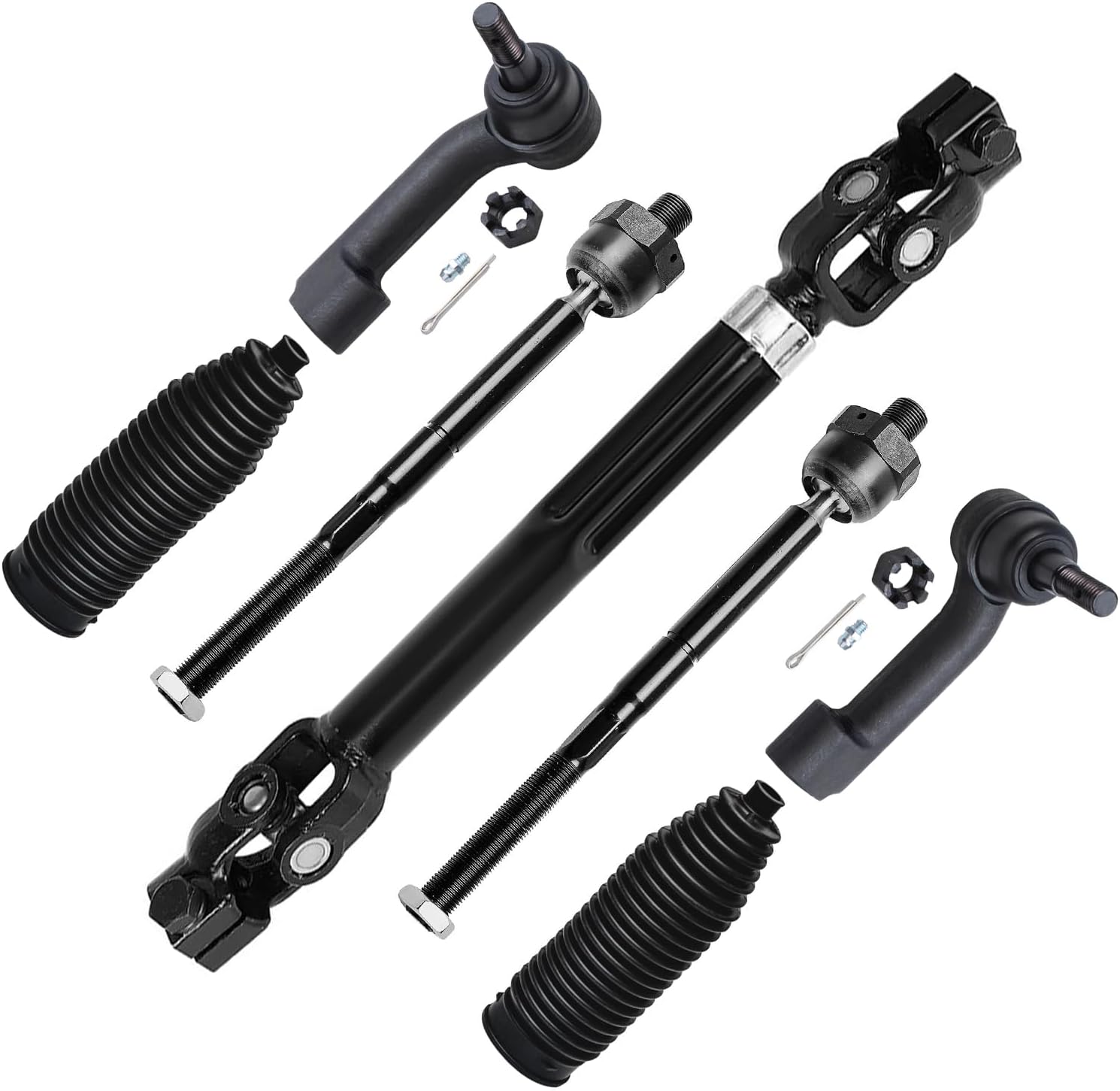 7pc Lower Steering Shaft Inner Outer Tie Rods Suspension Kit