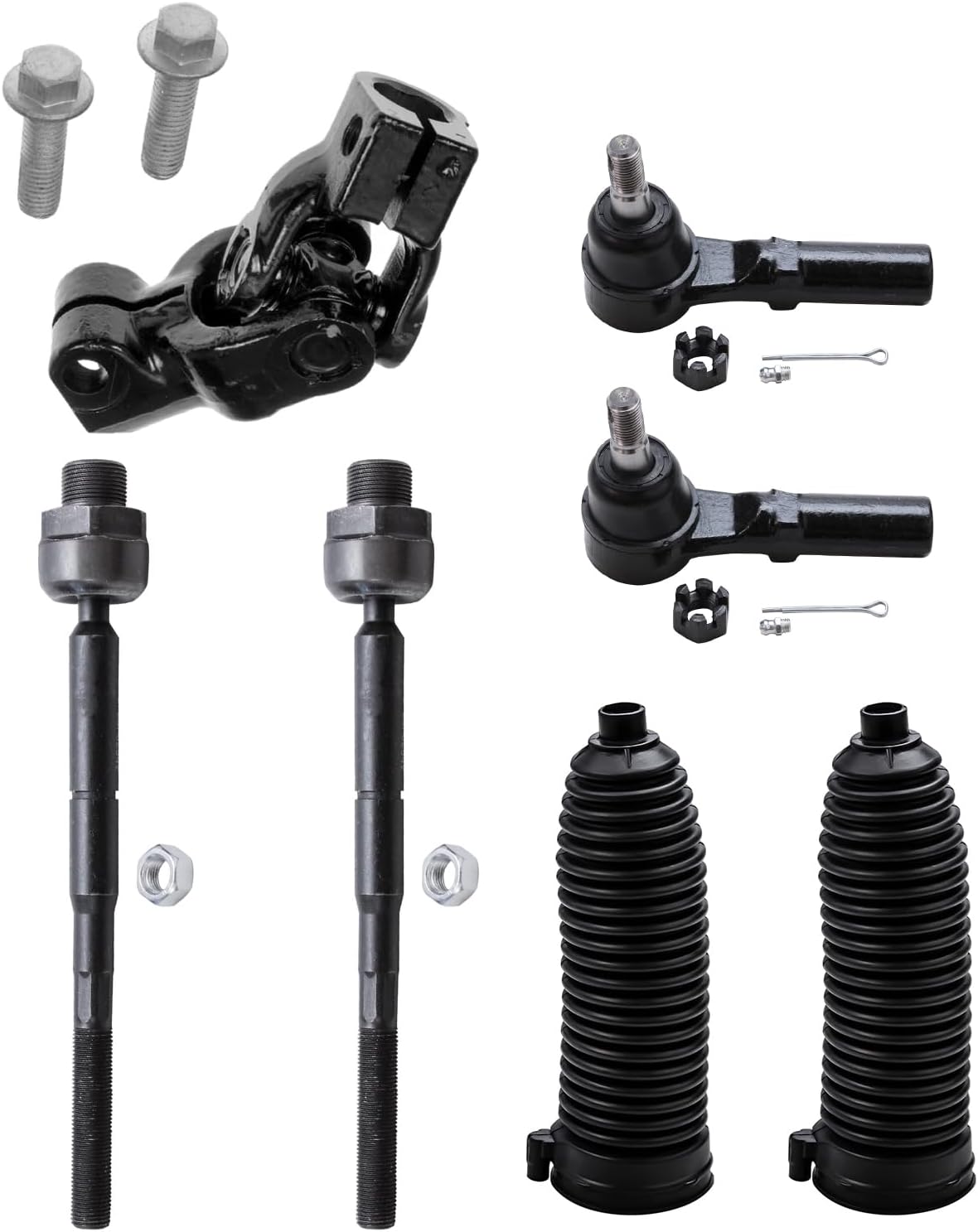 7pc Lower Intermediate Steering Shaft Inner Outer Tie Rods Suspension Kit