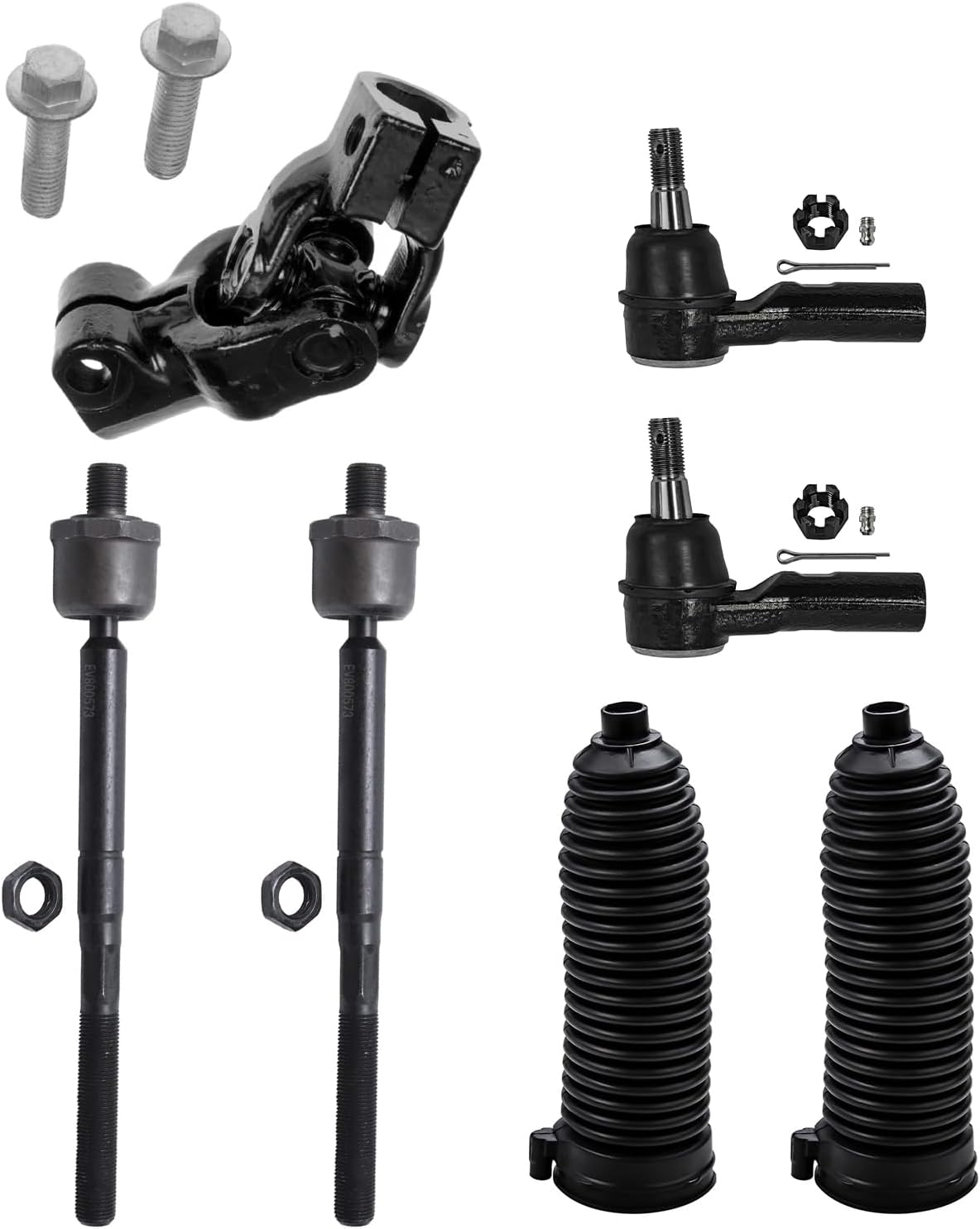 7pc Lower Intermediate Steering Shaft Inner Outer Tie Rods Suspension Kit