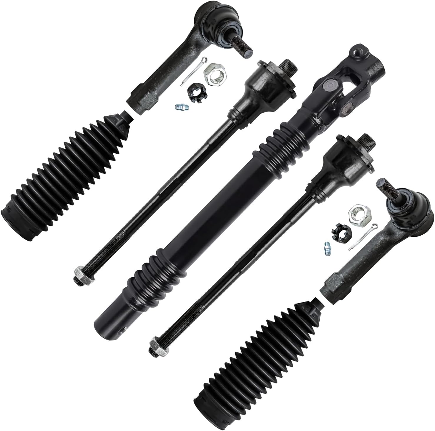 7pc Lower Intermediate Steering Shaft Inner Outer Tie Rods Suspension Kit