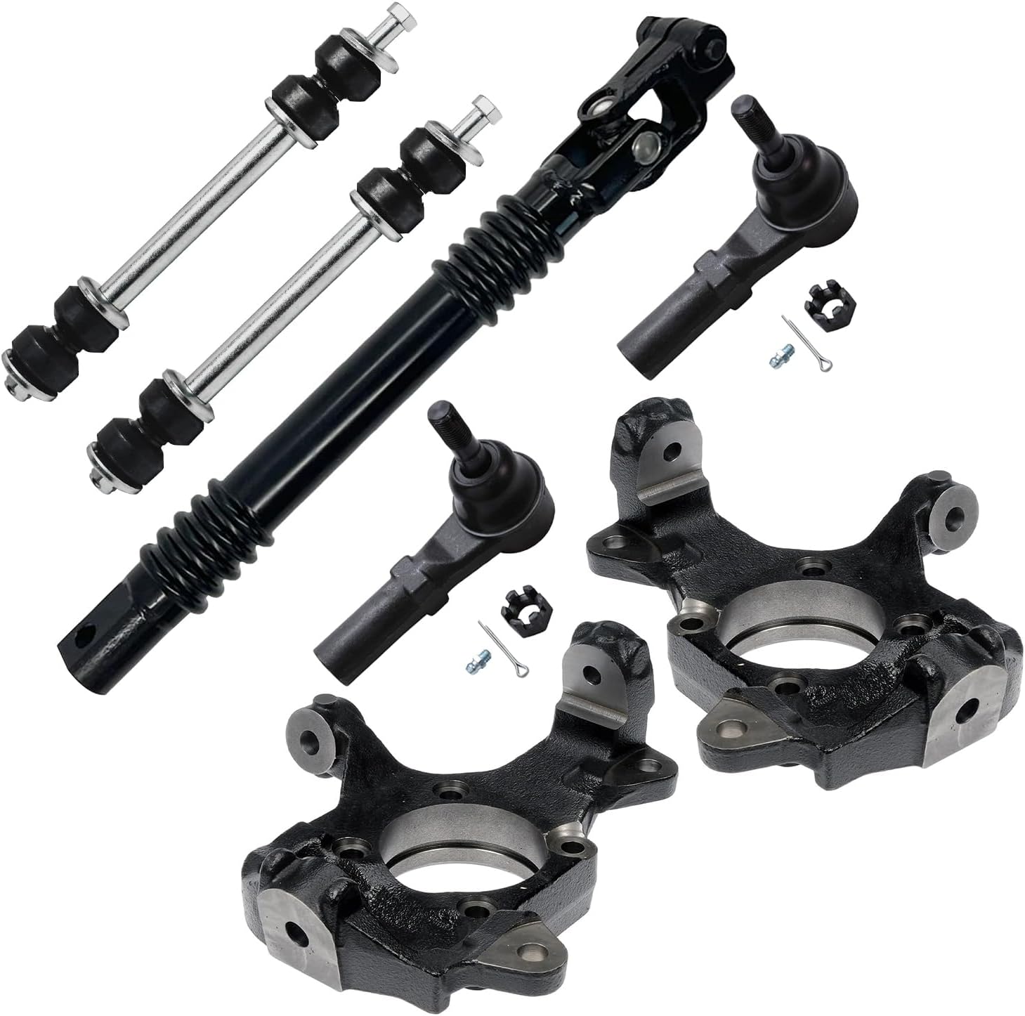 7pc Lower Intermediate Steering Shaft & Knuckles Sway Bar Links Suspension Kit