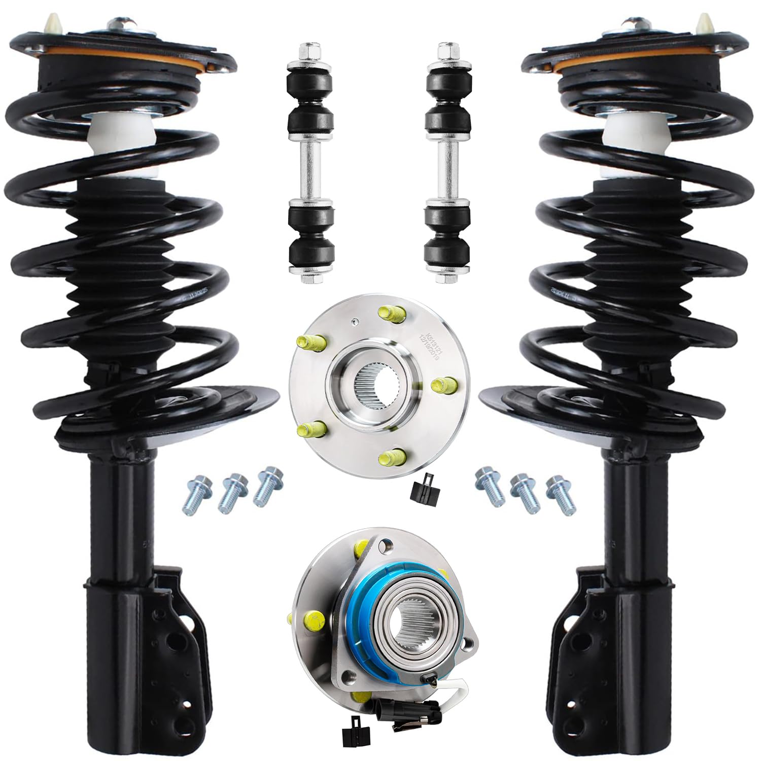 6pc Front Struts Wheel Hub and Bearings Sway Bar Links Suspension Kit
