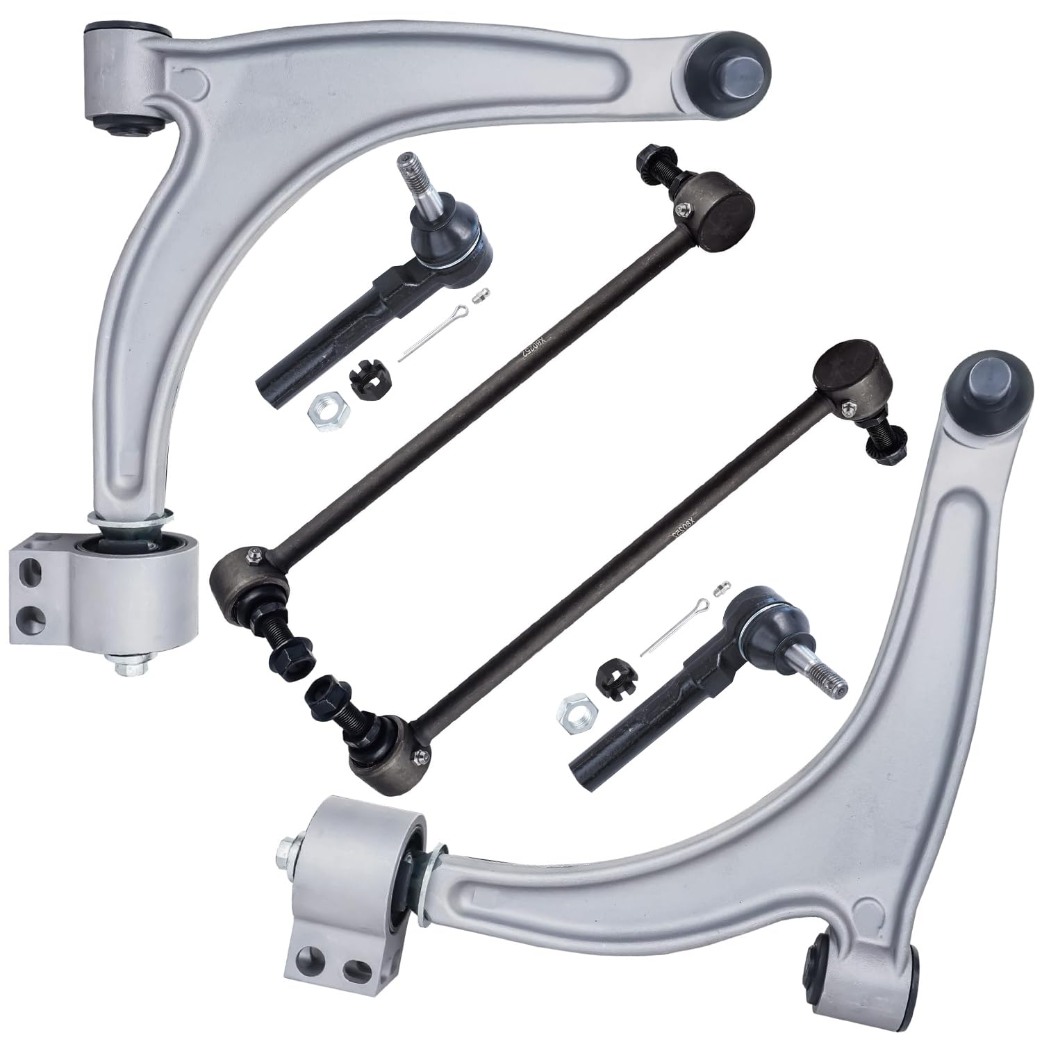6pc Front Lower Control Arms Outer Tie Rods Sway Bar Links Suspension Kit