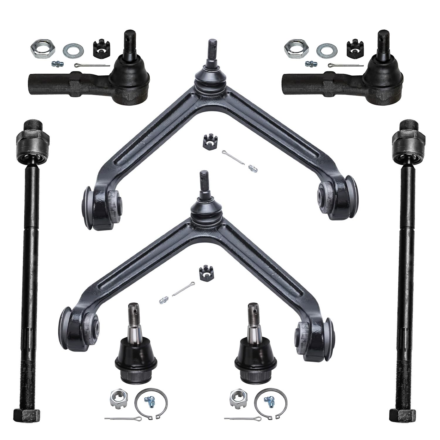 8pc Front Upper Control Arms Ball Joints Tie Rods Suspension Kit
