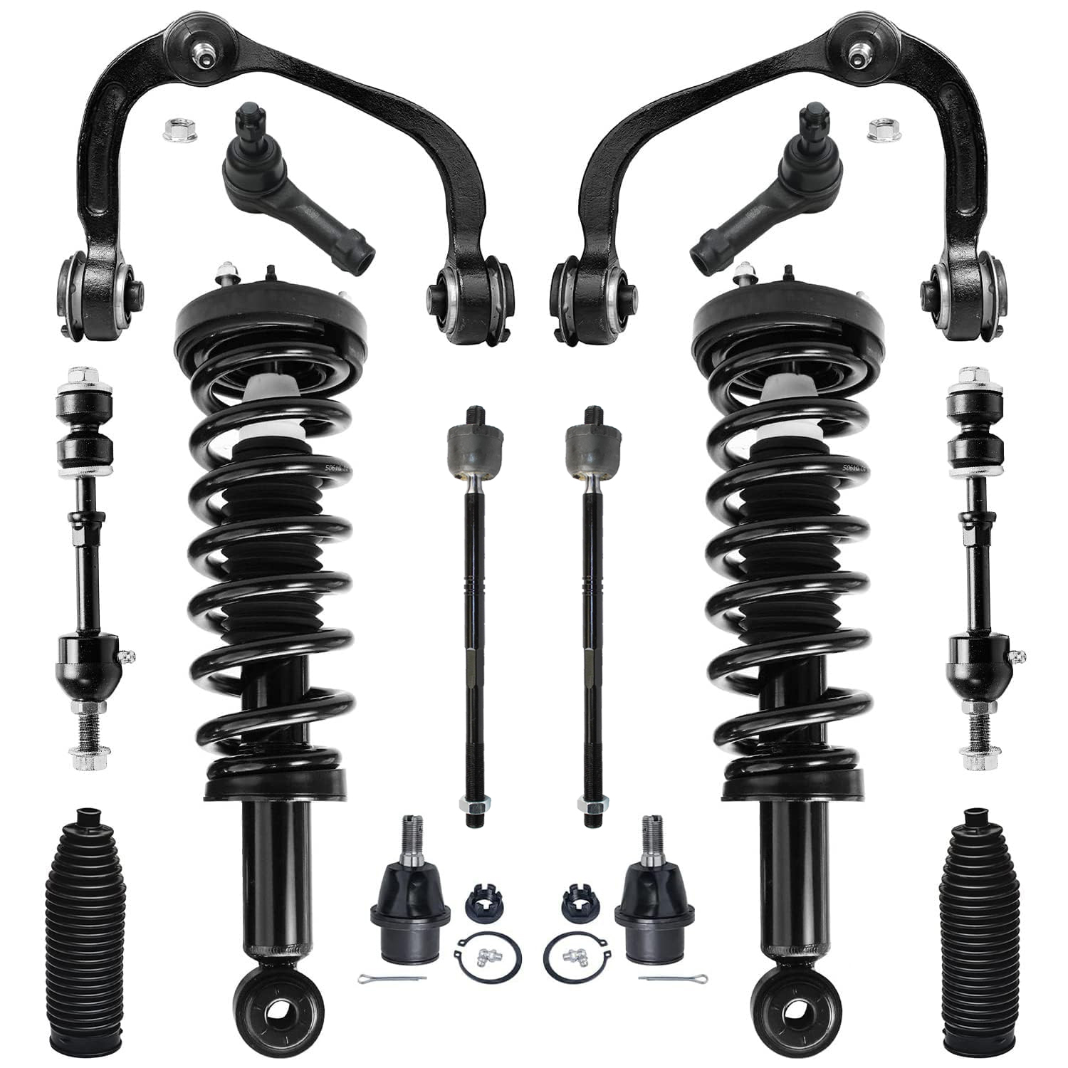 14pc Front Struts Upper Control Arms Tie Rods Sway Bar Links Suspension Kit