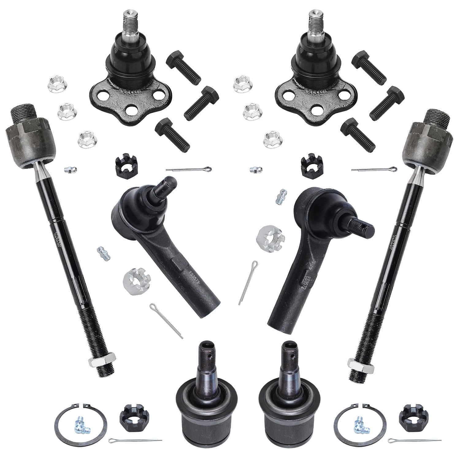 8pc Front Upper Lower Ball Joints Inner Outer Tie Rods Suspension Kit