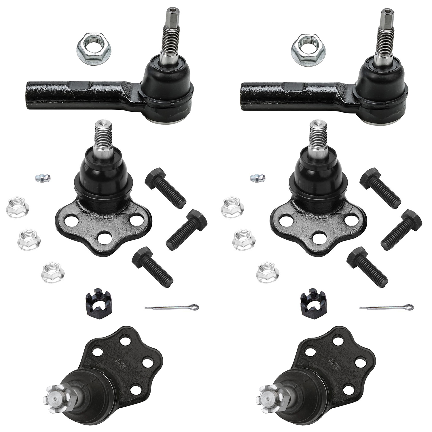 6pc Front Outer Tie Rods Upper Lower Ball Joints Suspension Kit