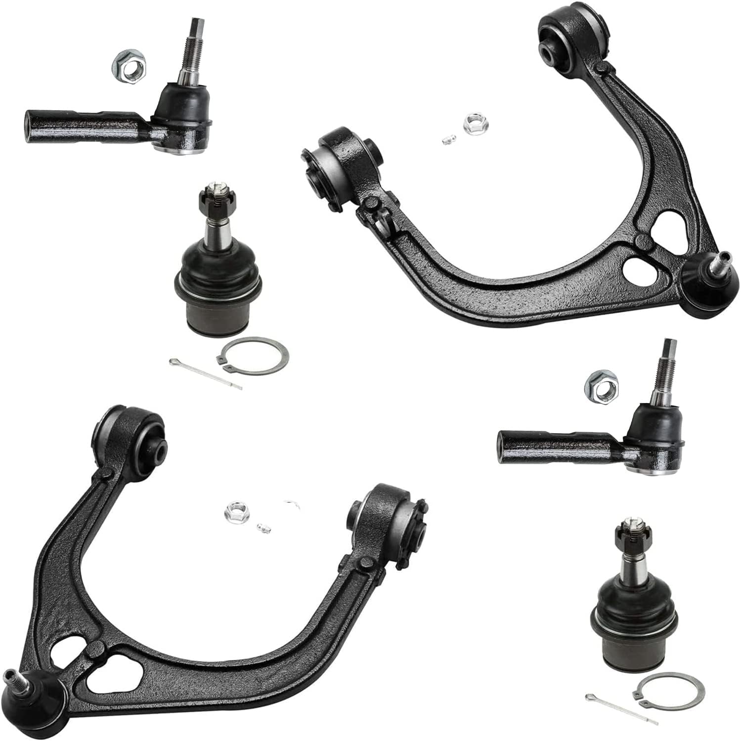 6pc Front Upper Control Arms Outer Tie Rods Lower Ball Joints Suspension Kit