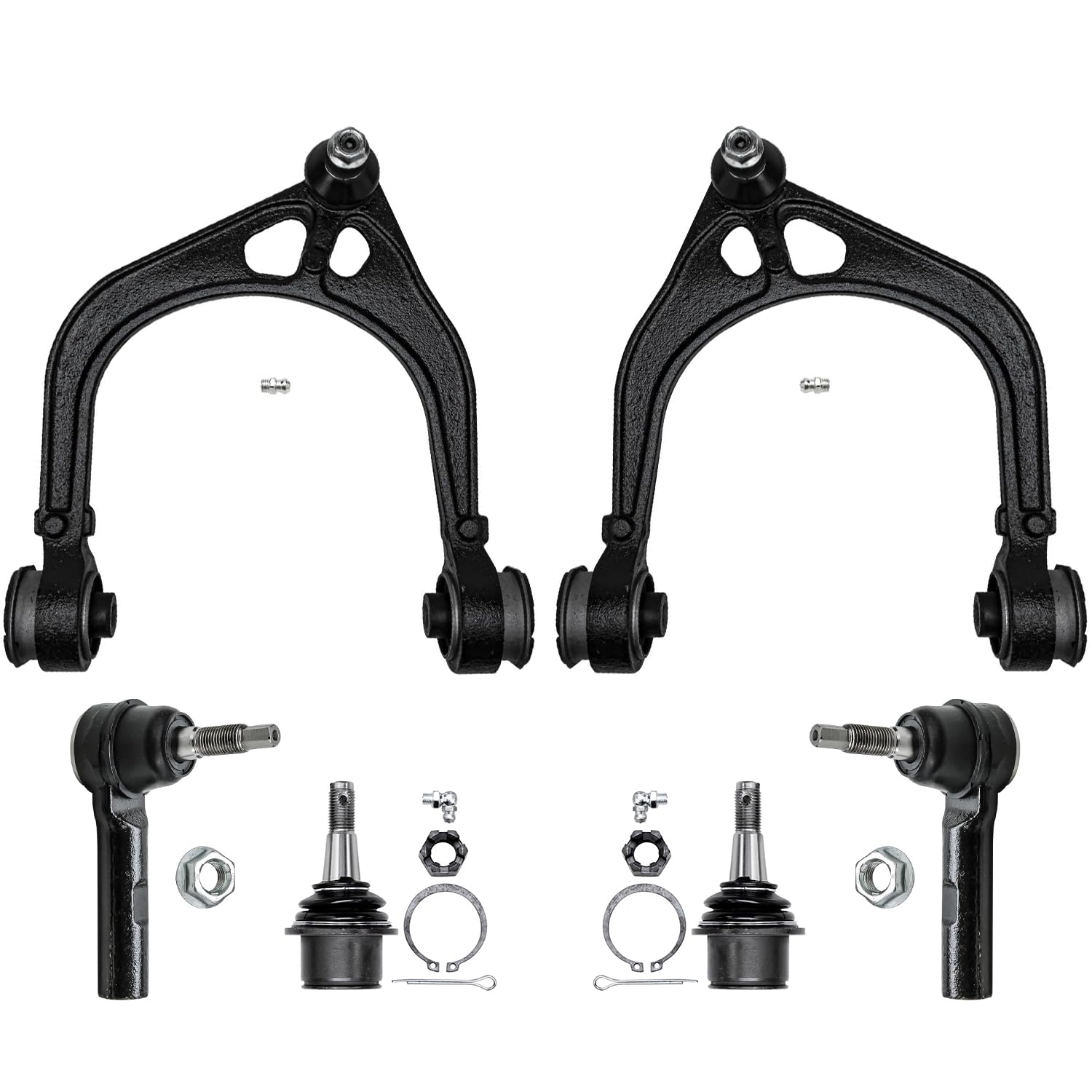 6pc Front Upper Control Arms Outer Tie Rods Lower Ball Joints Suspension Kit