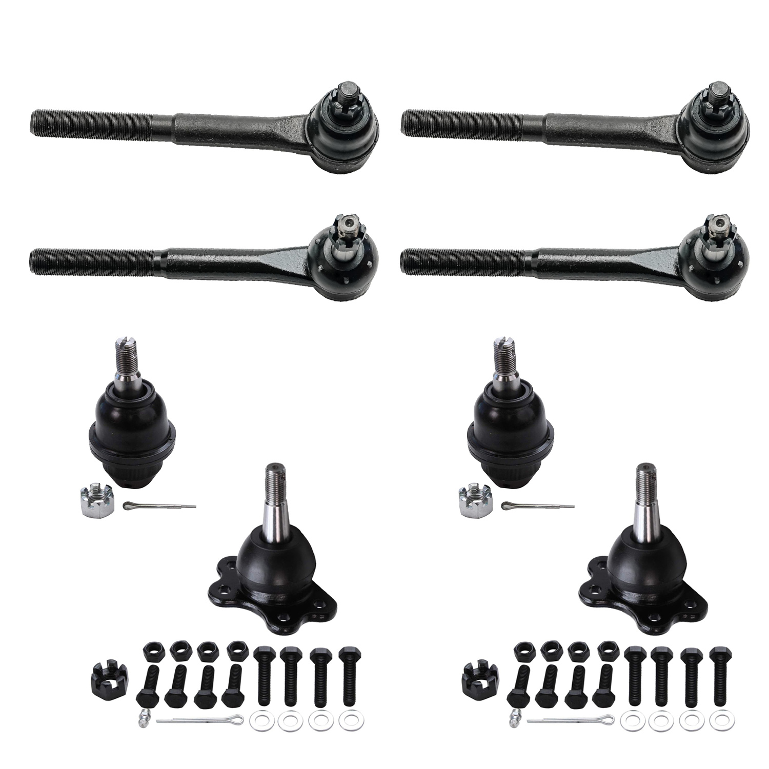 8pc Front Inner Outer Tie Rods Upper Lower Ball Joints Suspension Kit