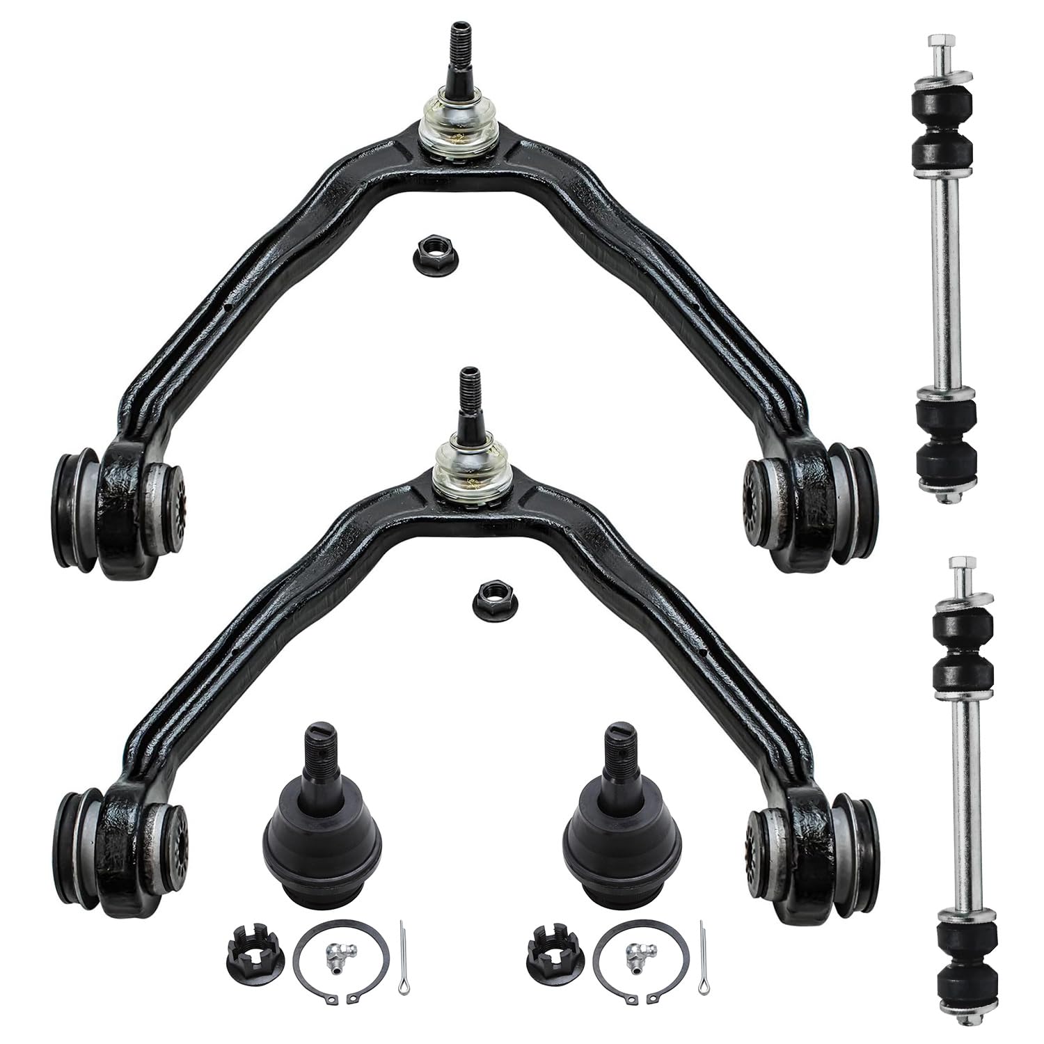 6pc Front Upper Control Arms Lower Ball Joints Sway Bar Links Suspension Kit