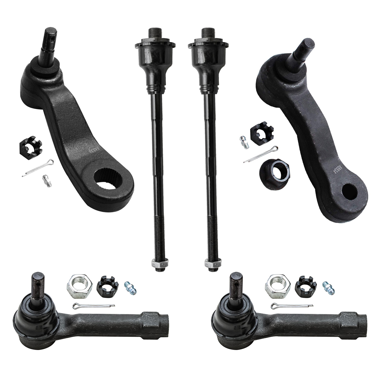 6pc Front Tie Rods Pitman Idler Arm Suspension Kit