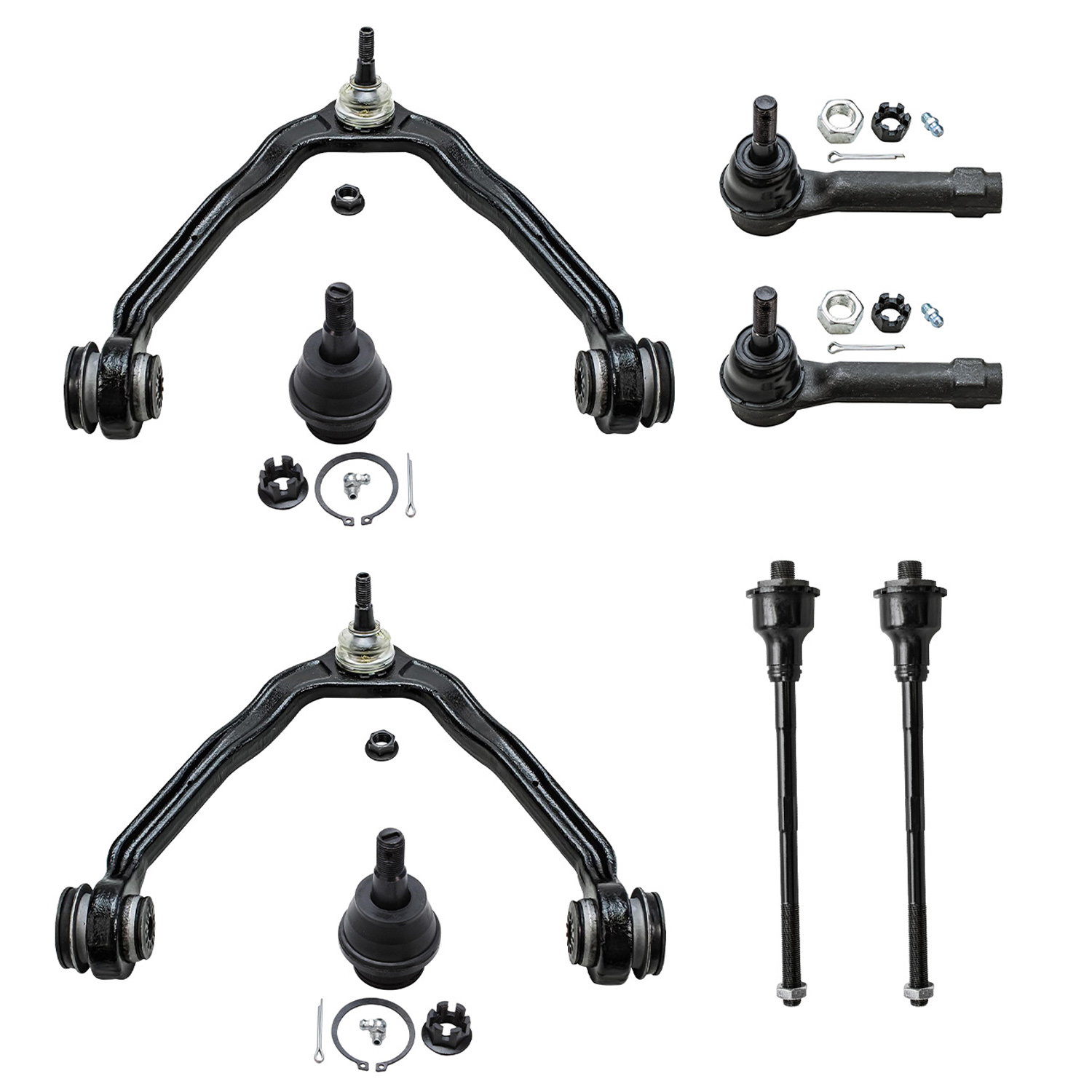 8pc Front Upper Control Arms Lower Ball Joints Tie Rods Suspension Kit