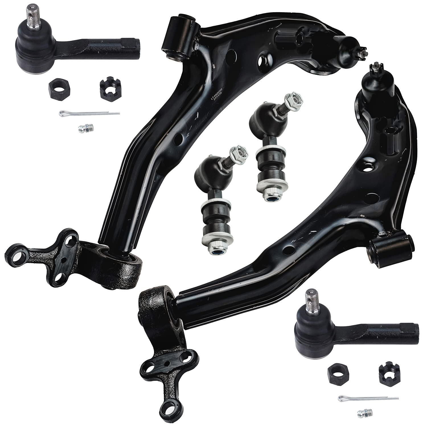 6pc Front Lower Control Arms Sway Bar Links Tie Rods Suspension Kit