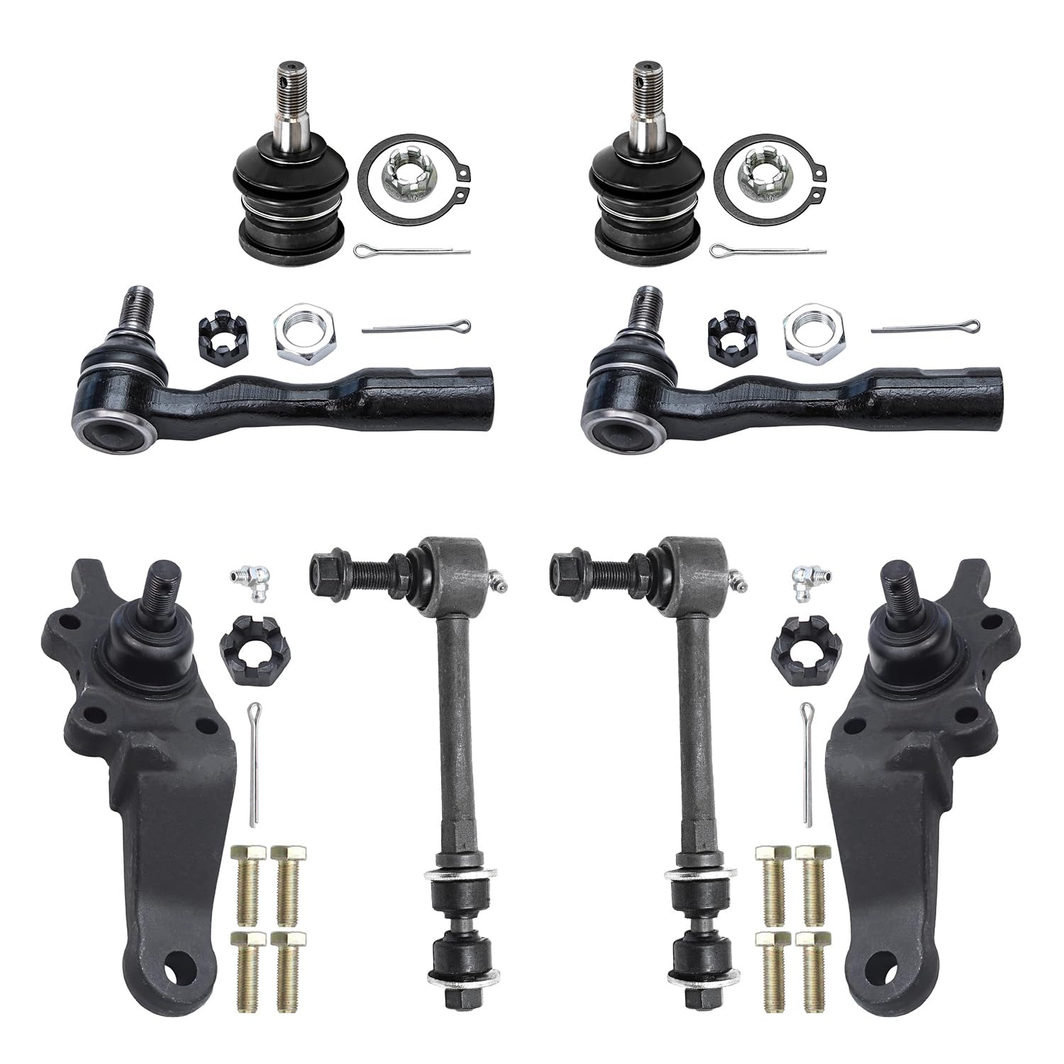 8pc Front Upper Lower Ball Joints Tie Rods Sway Bar Links Suspension Kit
