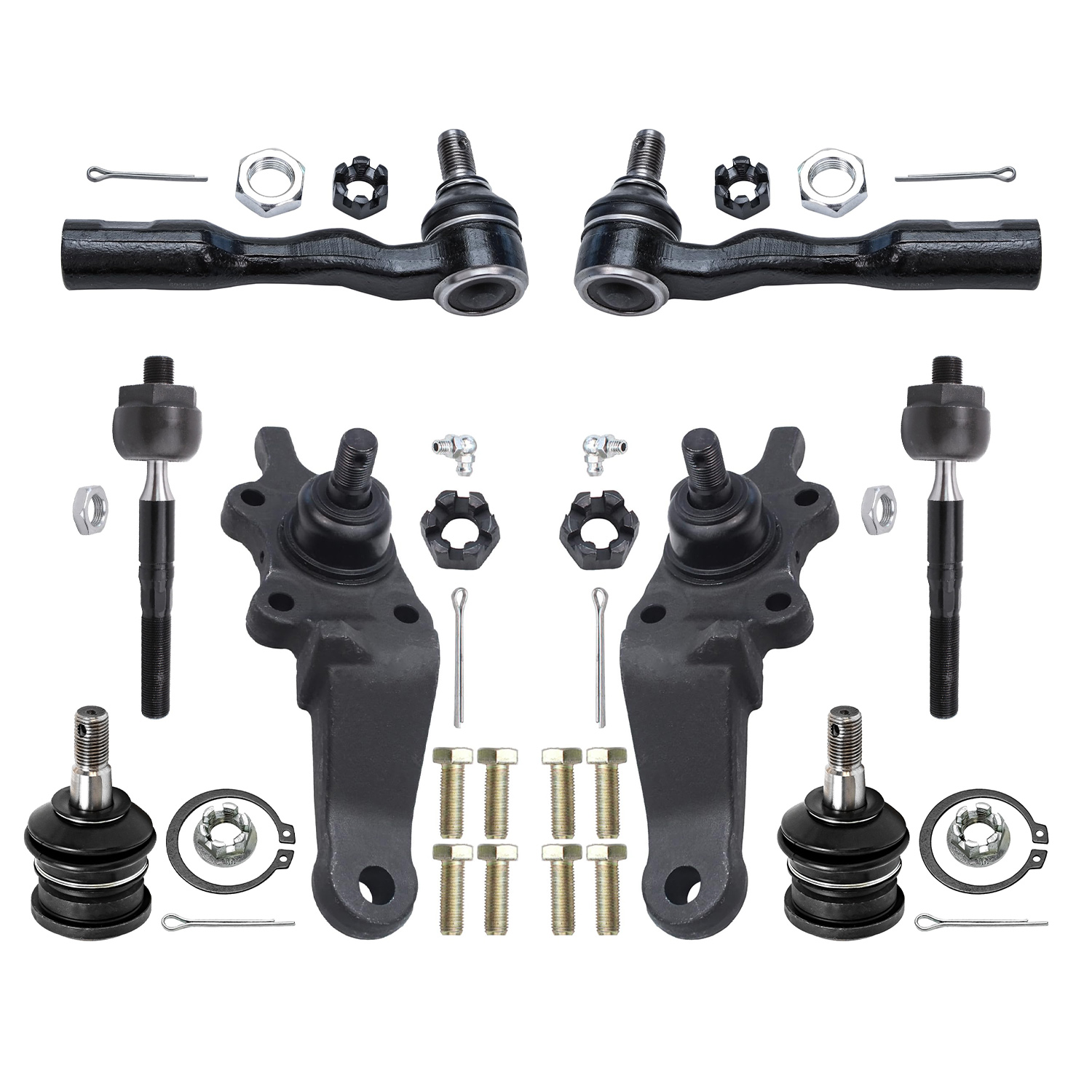 8pc Front Upper Lower Ball Joints Inner Outer Tie Rods Suspension Kit