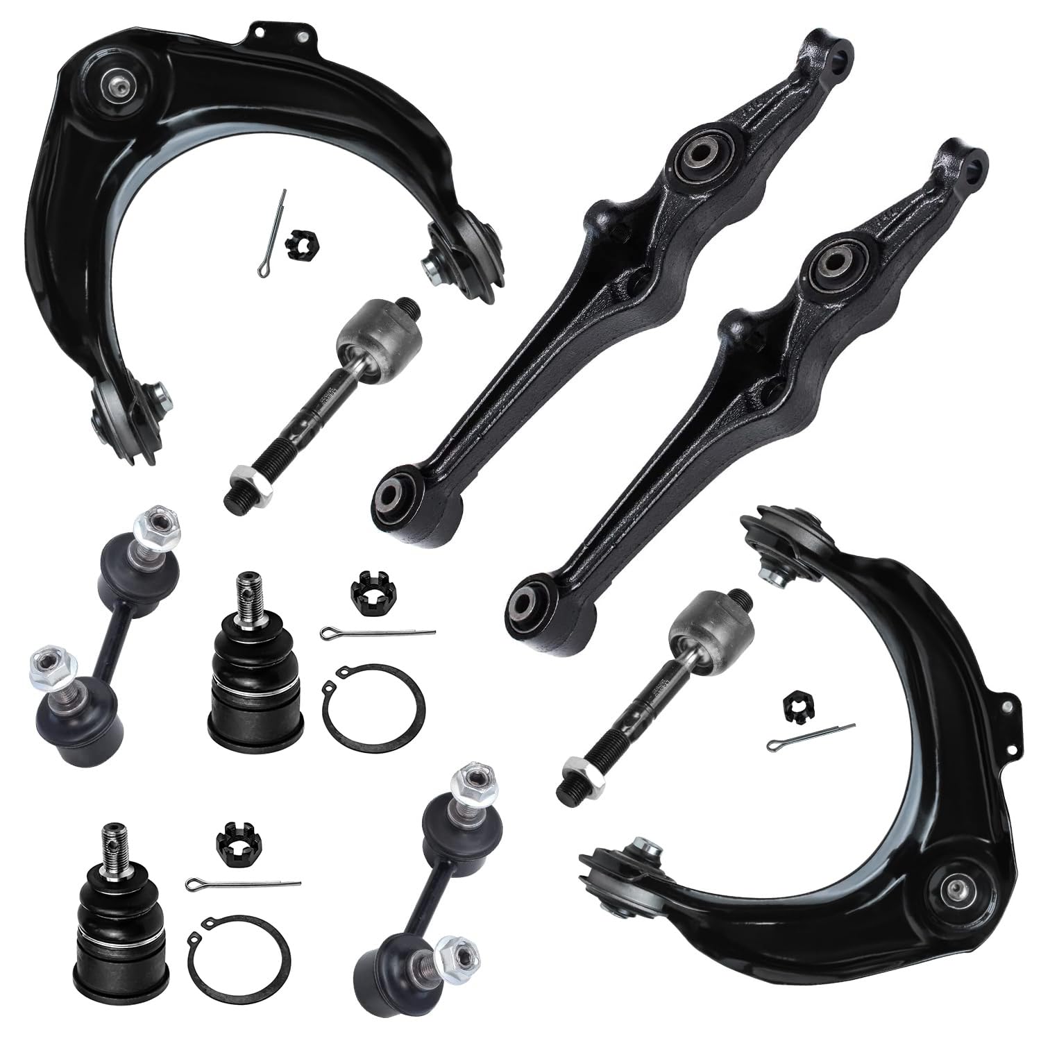 10pc Front Control Arms Ball Joints Tie Rods Sway Bar Links Suspension Kit