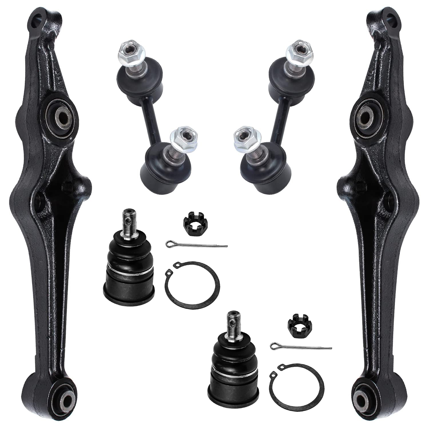 6pc Front Lower Control Arms Ball Joints Sway Bar Links Suspension Kit