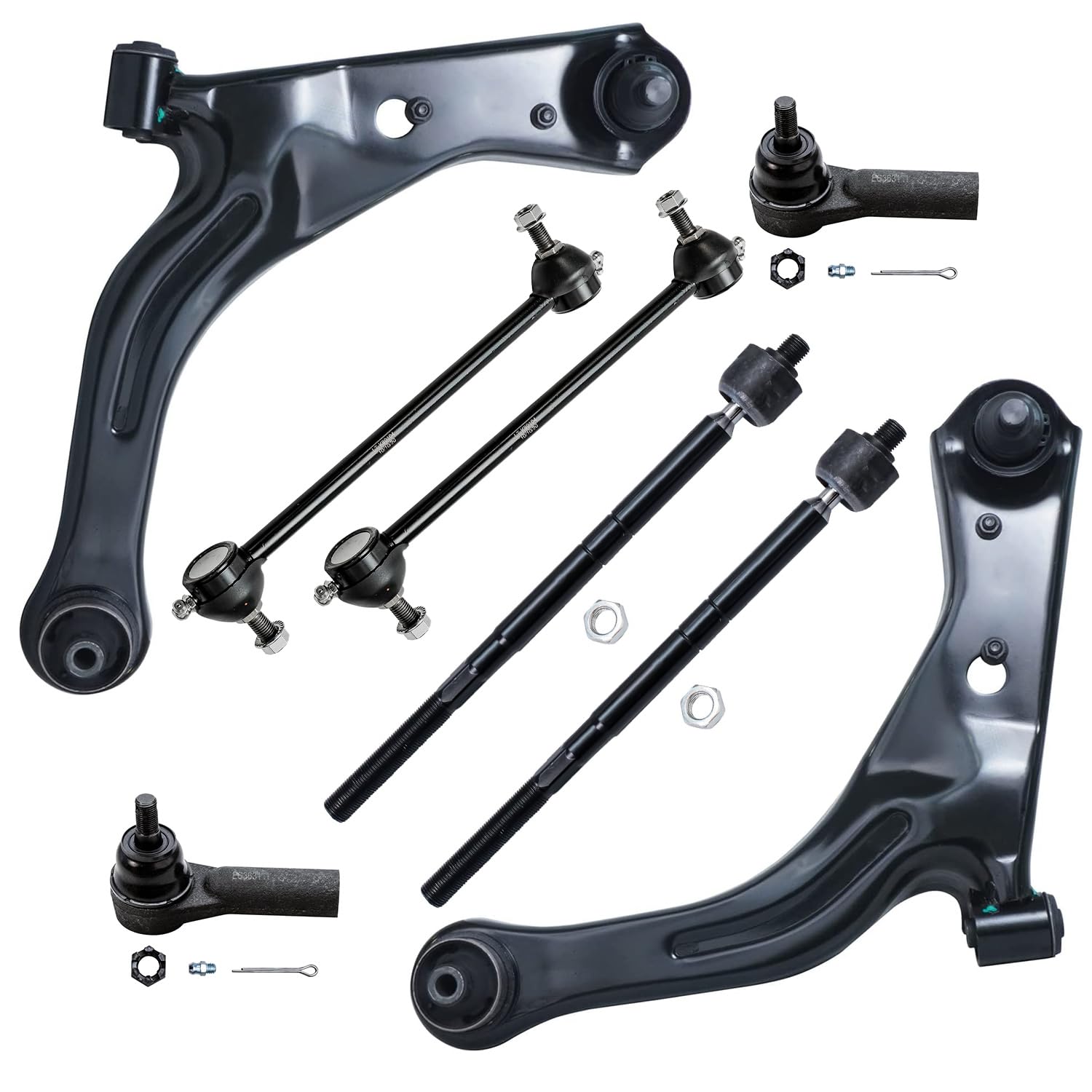 8pc Front Lower Control Arms Tie Rods Sway Bar Links Suspension Kit