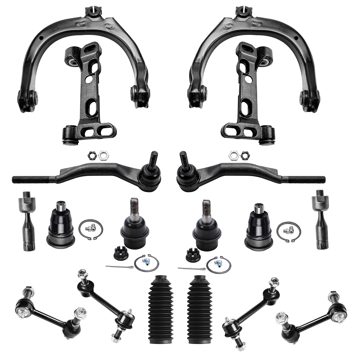 18pc Front Upper Control Arms Sway Bar Links Tie Rods Ball Joints Suspension Kit