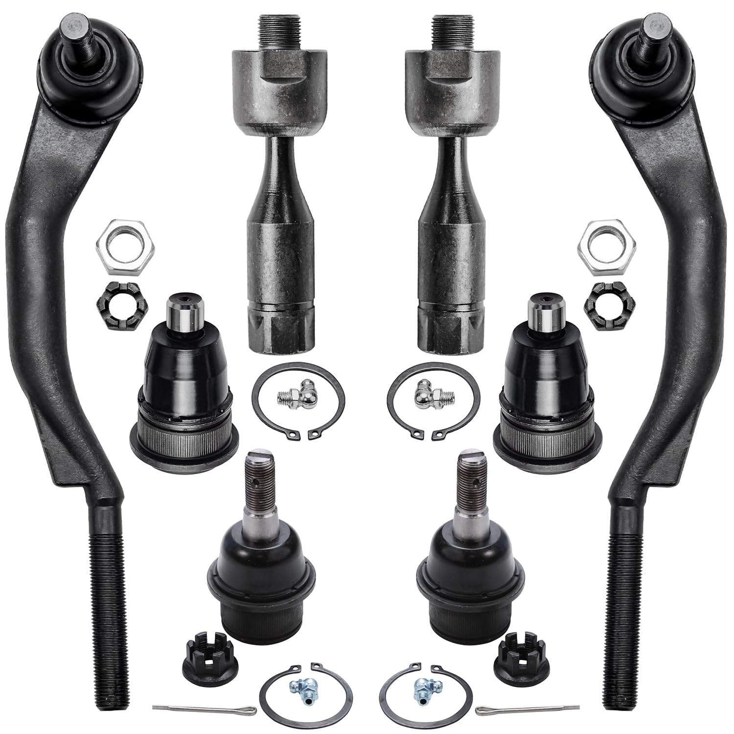 8pc Front Inner Outer Tie Rods Upper Lower Ball Joints Suspension Kit