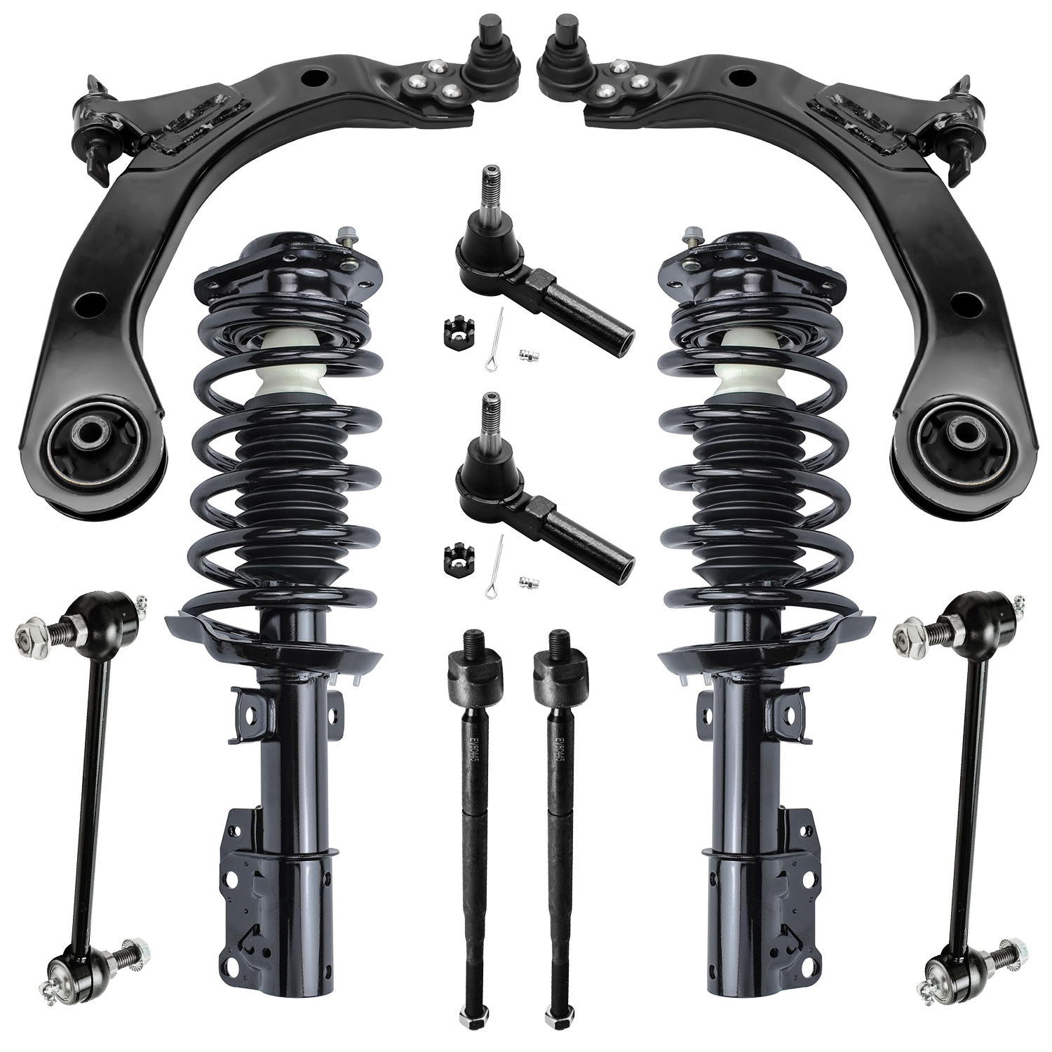 10pc Front Struts Control Arms Tie Rods Sway Bar Links Suspension Kit