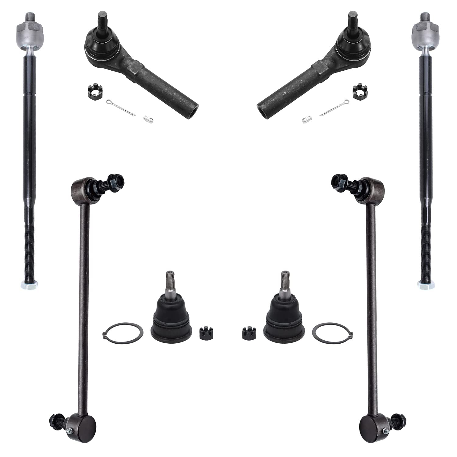 8pc Front Inner Outer Tie Rods Sway Bar Links Ball Joints Suspension Kit