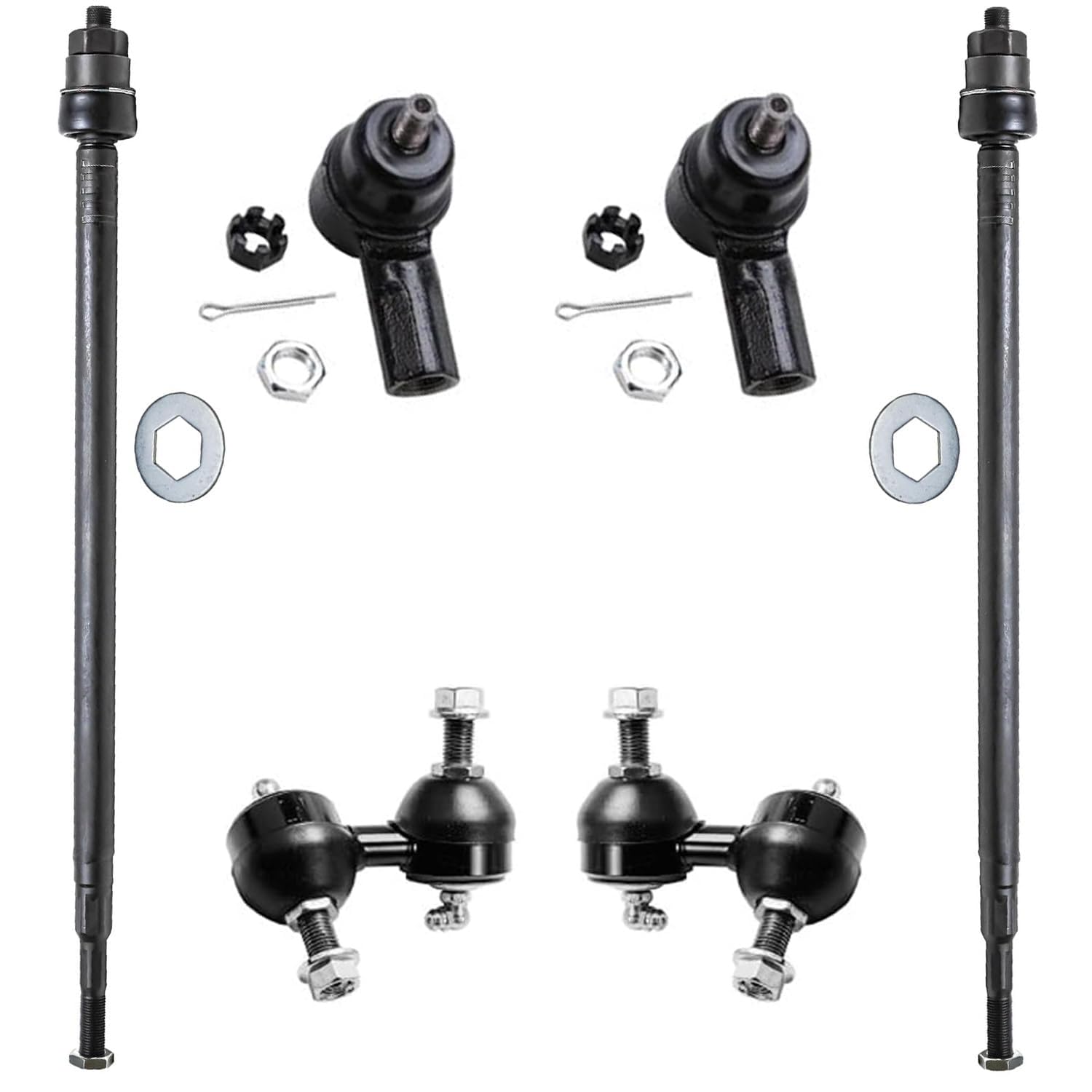 6pc Front Inner Outer Tie Rods Sway Bar Links Suspension Kit