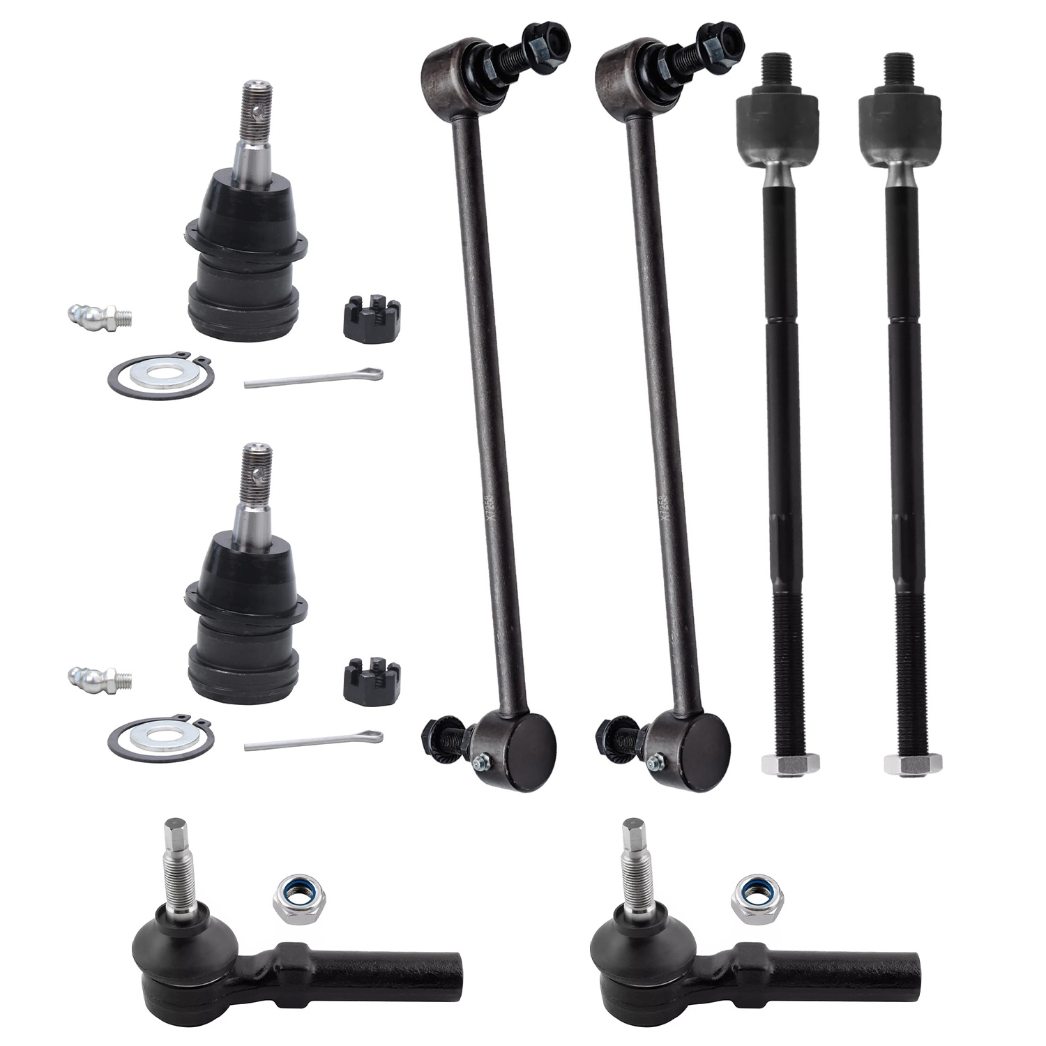 8pc Front Lower Ball Joints Sway Bar Links Tie Rods Suspension Kit